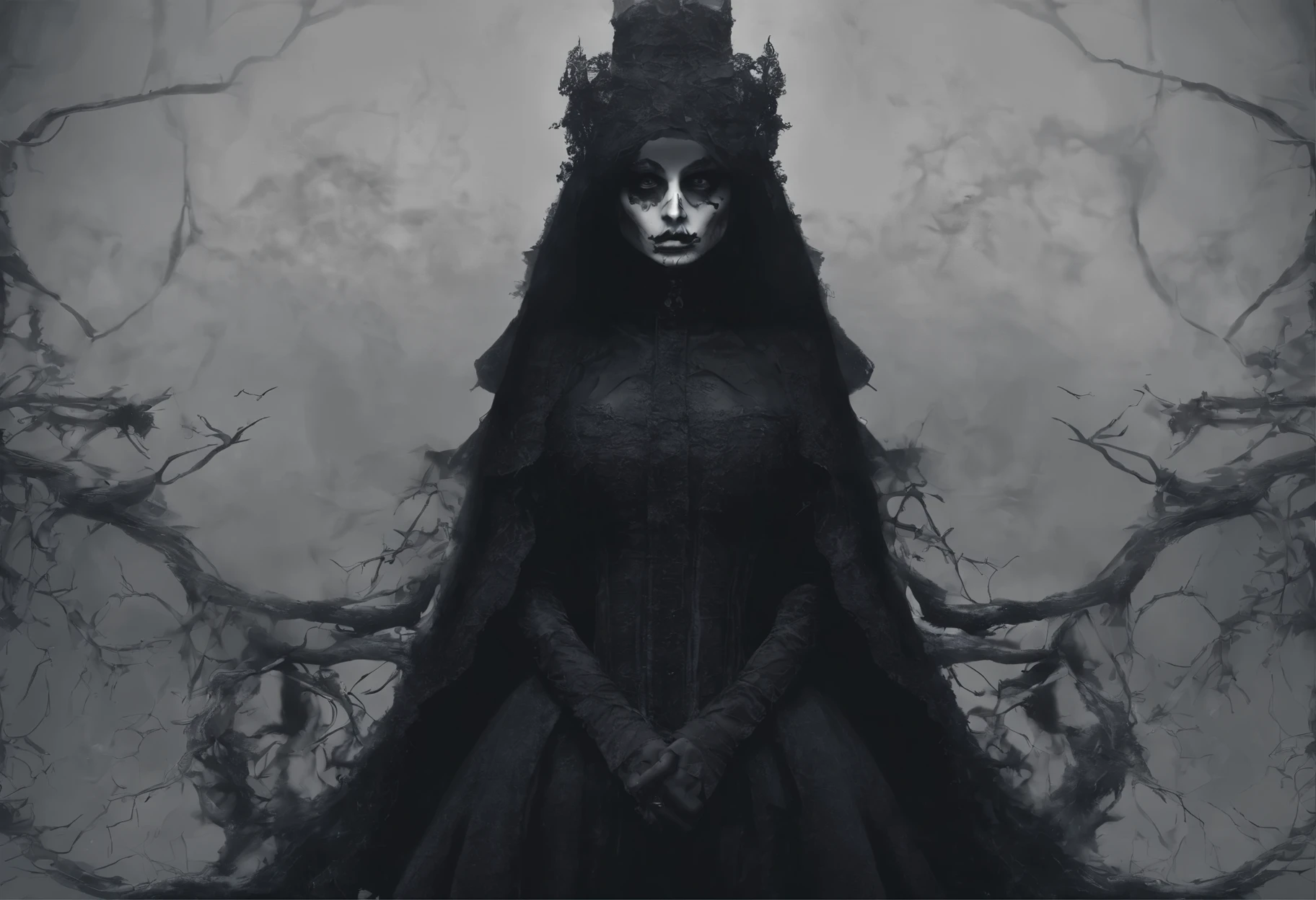 Create a 30-year-old 4K female animation character with mysterious background moods