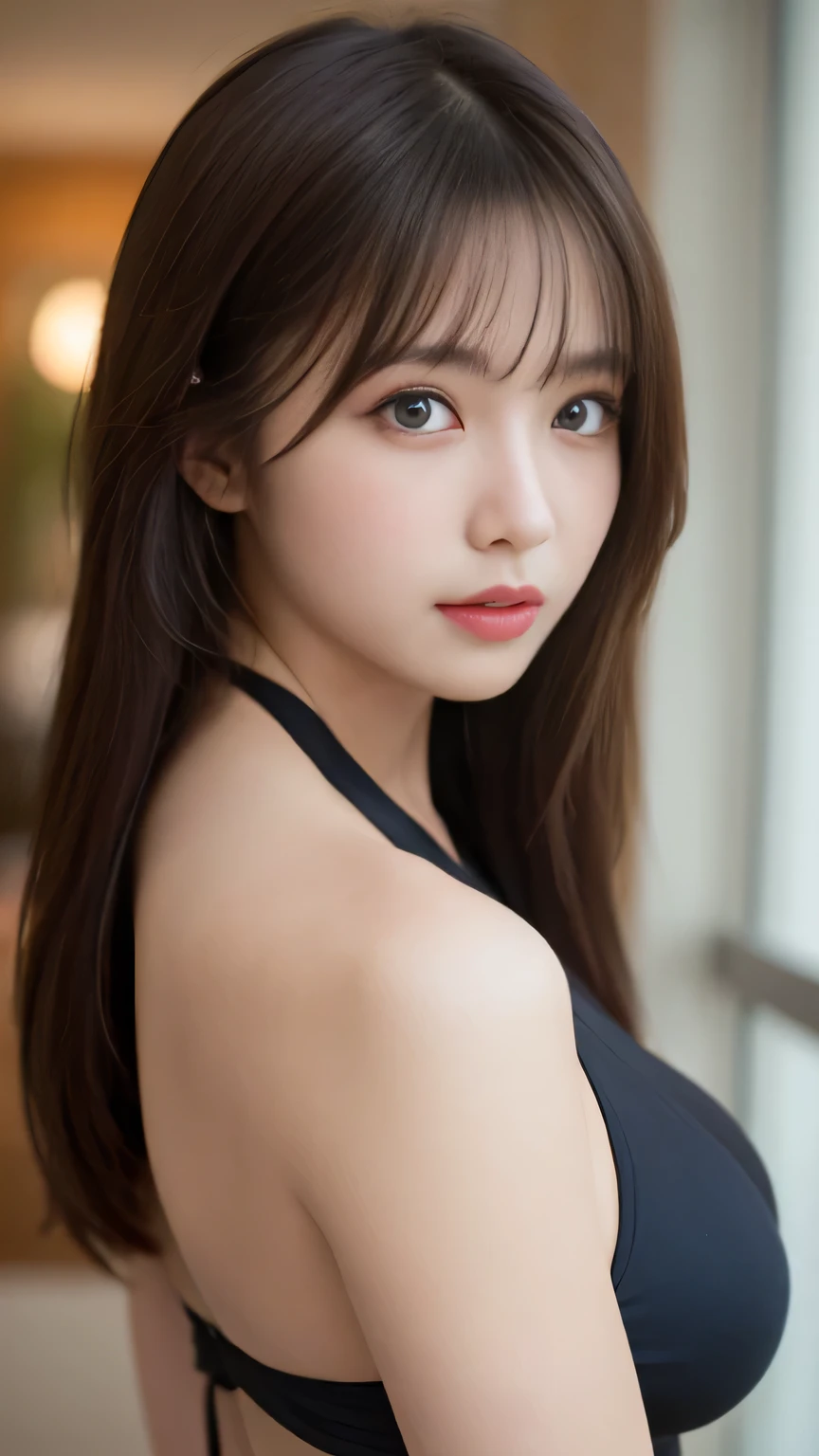 table top, highest quality, shape, Super detailed, finely, High resolution, 8k wallpaper, 完璧なダイナミックな構shape, i am a photographer, she is a model, finelyて美しい目, swimsuit, long hair, big breasts, natural color lip, random sexy pose