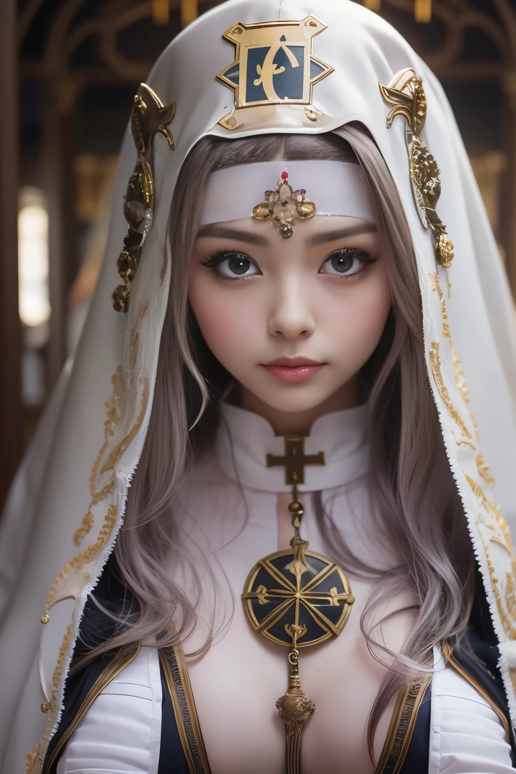 Masterpiece, Top Quality, (light Photo: 0.5), Photorealistic, Yuguo, Hanaran, Hanaran, ((priest, nun, priestess))