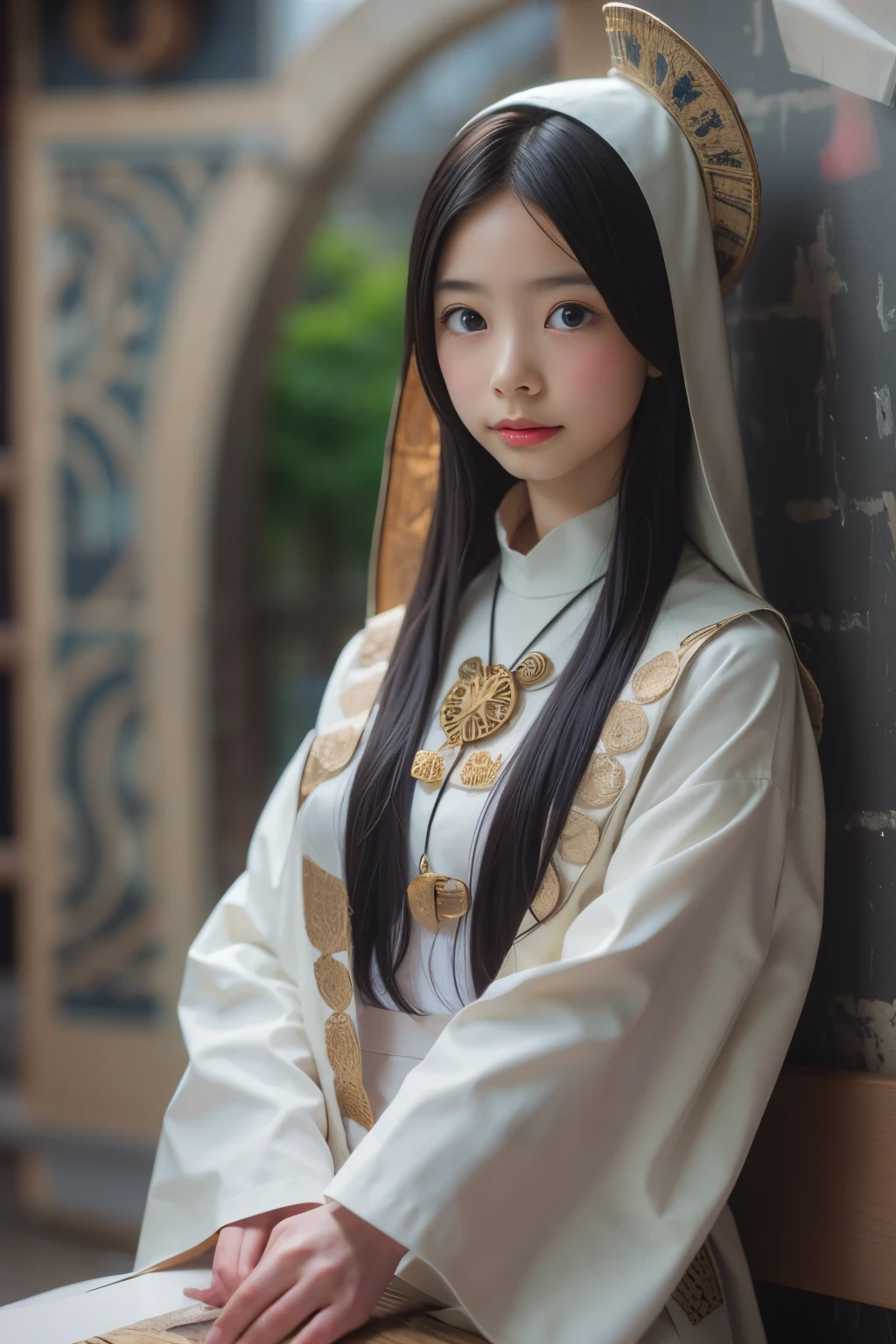Masterpiece, Top Quality, (light Photo: 0.5), Photorealistic, Yuguo, Hanaran, Hanaran, ((nun, nun, priestess,))