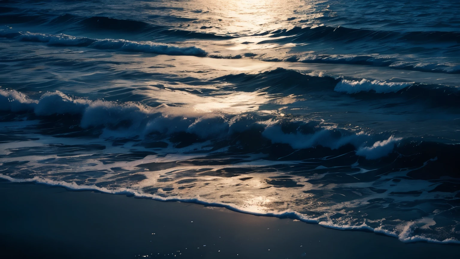Moonlight shimmering on the water