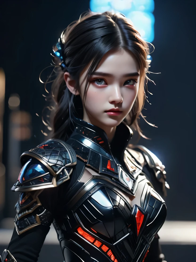 A woman in a futuristic suit with a sword and a helmet - SeaArt AI