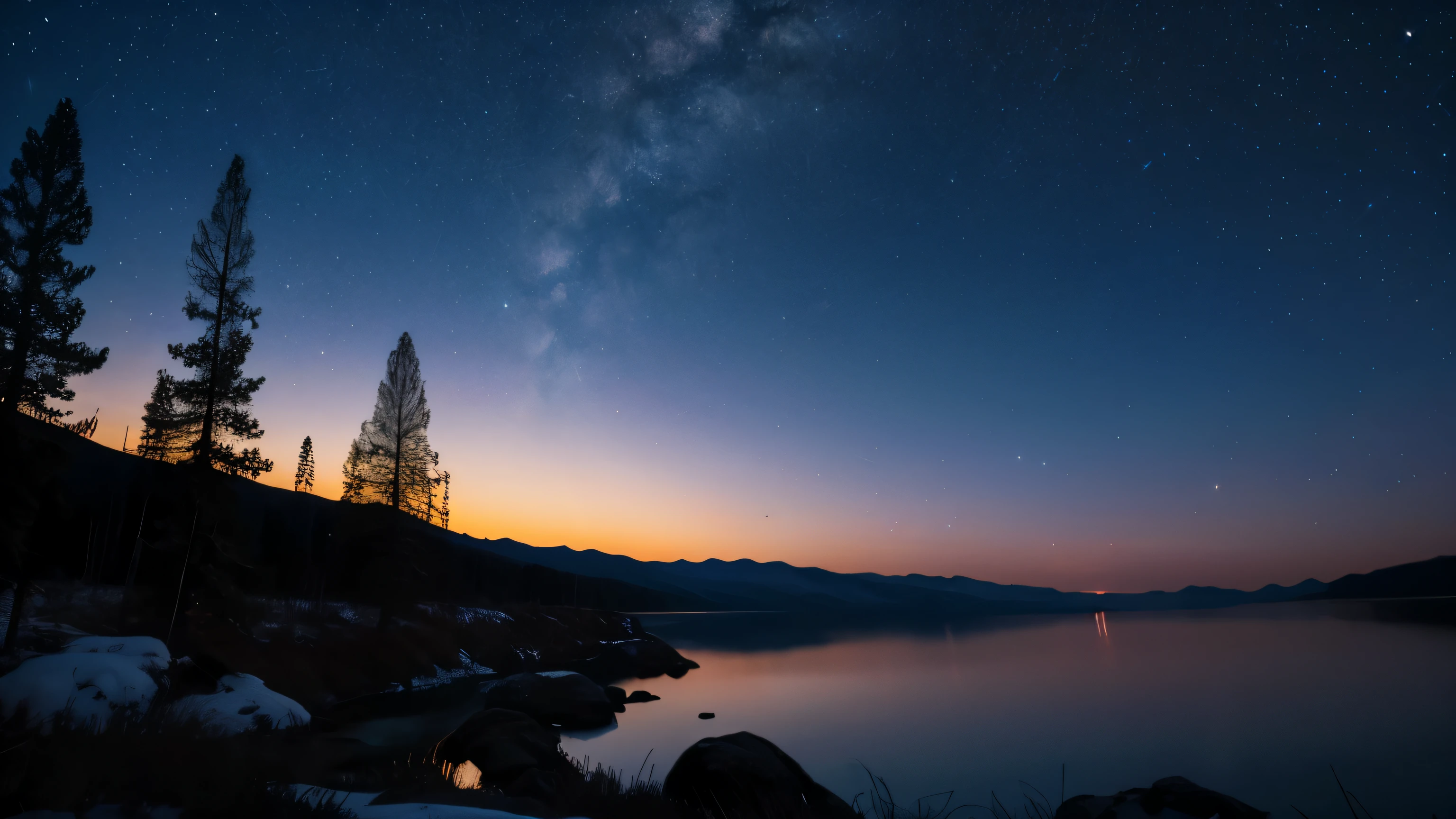 The sky is starry on a bright night.