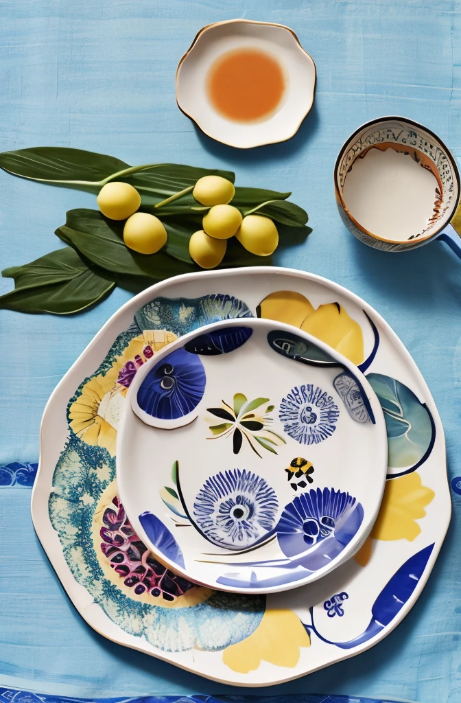 there is a plate with a design on it on a table, Emma Bridgewater and Paperchase, Inspired by Francesco Albani, ,plate，The trend of Pinterest，Handmade ceramics