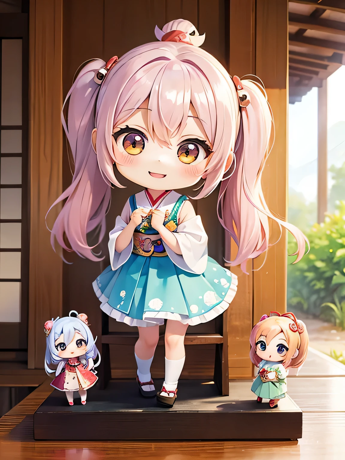 bright watercolor, cute女の子 (((Little))) cute, best smile, Doll's Festival