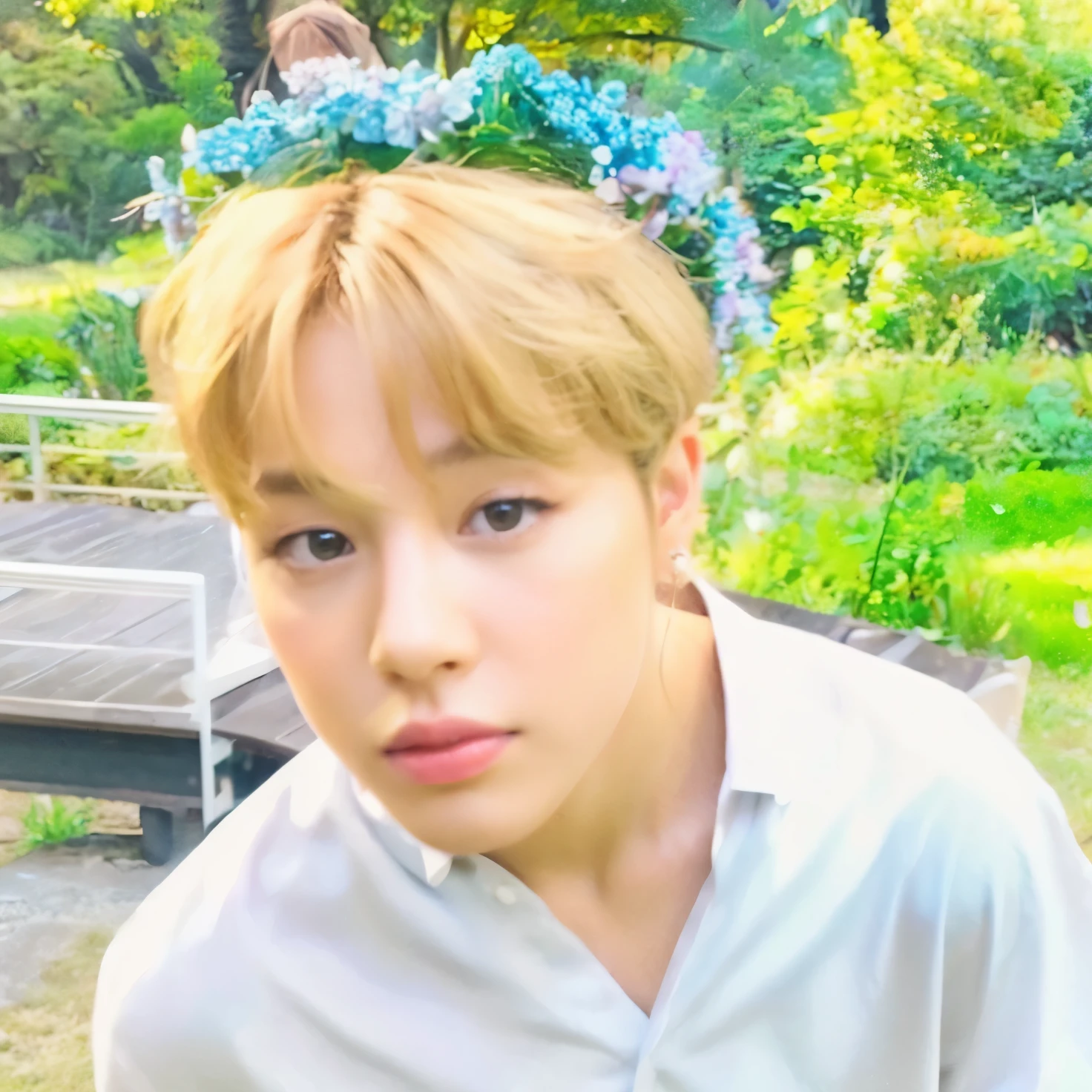 Imagen detallada, high resolution, sombreado de alta calidad, fotorrealista, Light brown eyes, light brown hair, jimin, bts