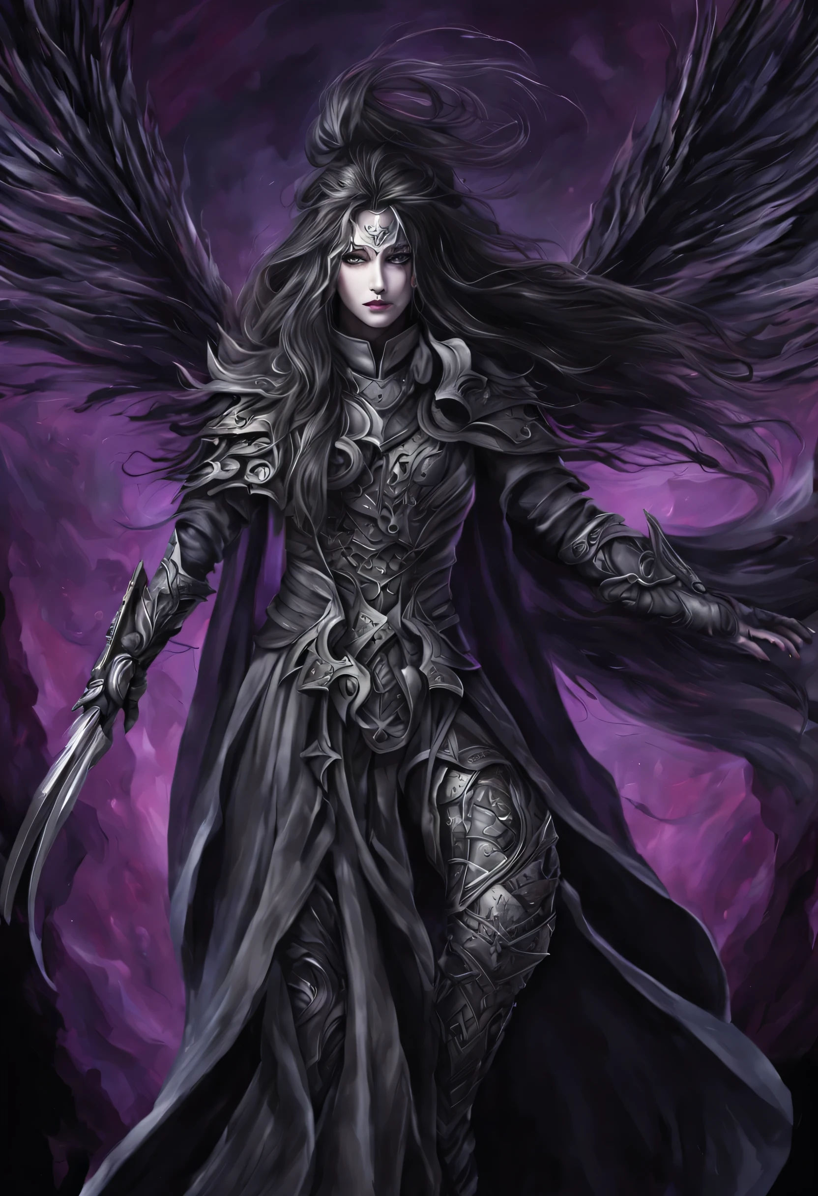 Create a pencil sketch of a mysterious character named "Nyx" who embodies the duality of light and darkness. Nyx has long flowing hair and wears a cloak that obscures half of their face, adding to the enigmatic aura.

In the sketch, depict one half of Nyx's face and attire in vivid, vibrant colors symbolizing vitality, while the other half remains in detailed monochrome, accentuating the shadows and mystery surrounding Nyx. Let the contrast between the colored and monochrome parts highlight the character's internal conflict or complexity.

Consider incorporating subtle elements such as wisps of shadowy tendrils intertwining with the vibrant colors to emphasize Nyx's dual nature.

Feel free to add any additional details or embellishments that enhance the character's mystique and captivate the viewer's imagination.