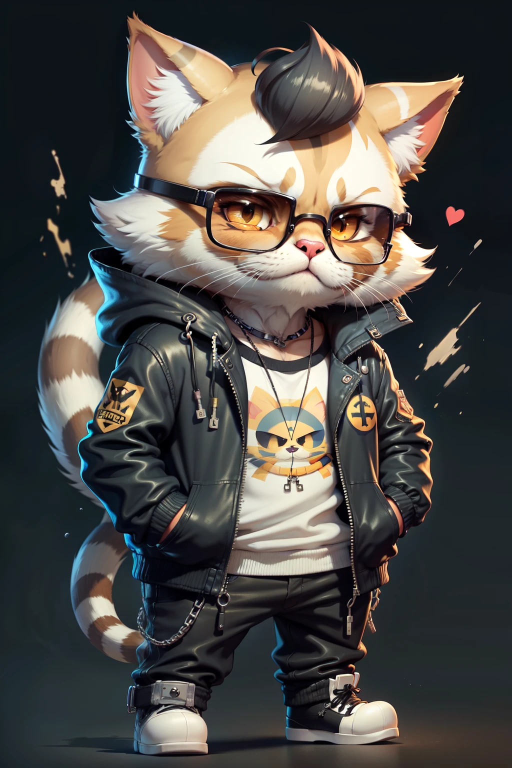 c4tt4stic, Cartoon cat wearing jacket and sunglasses, 