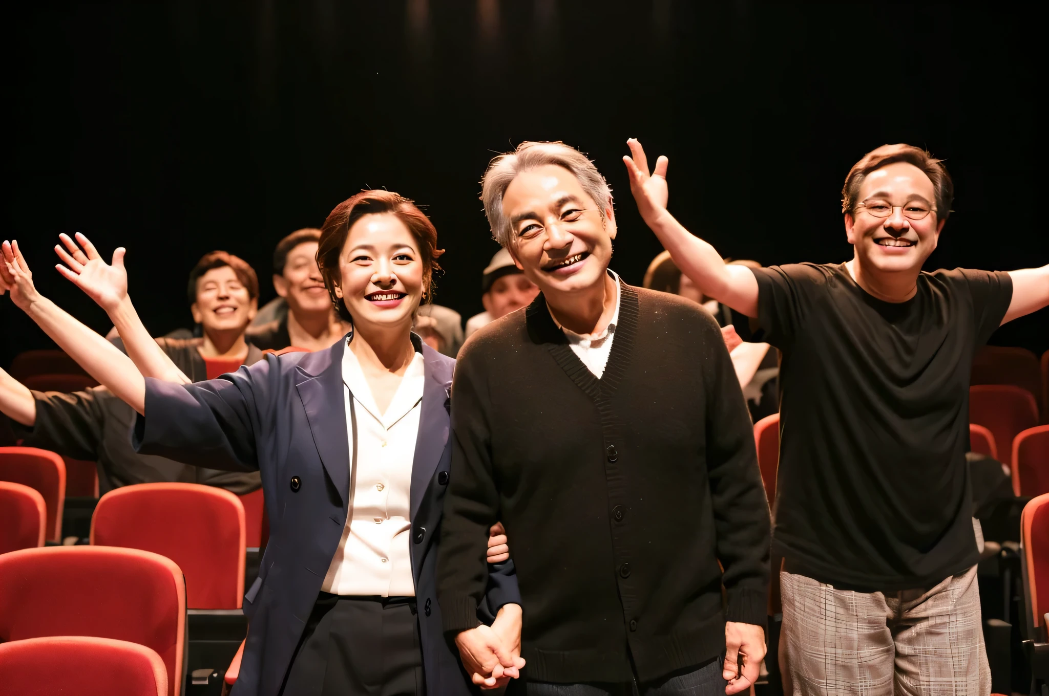 People over 50 years old, middle-aged people, Japanese, smile, enjoy, theater, Drama, on stage,