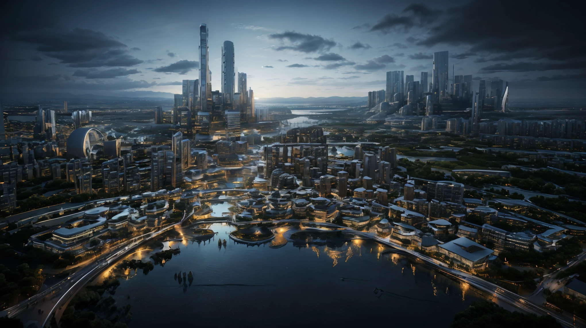(best quality,4k,8k,highres,masterpiece:1.2),ultra-detailed,(realistic,photorealistic,photo-realistic:1.37),futuristic,gigantic biomechanical structures,towering skyscrapers,endless cityscape,gleaming lights reflecting on the surface of Megacity 2077,advanced technology integrated seamlessly with architecture,nanotechnology infused in every detail,hovering vehicles darting through the sky,extensive network of bridges and walkways connecting buildings,bustling population moving in all directions,advanced robotics and AI assistants assisting residents,advanced holographic displays projecting information into the air,exquisite metallic textures and reflective materials,interplay of shadows and light,neon lights illuminating the night,ethereal colors changing with the rhythm of the city,sublime color contrast between the dark abyss and the luminous metropolis,dynamic atmosphere with swirling clouds and flying debris,elevated monorails weaving through the city,cloud-piercing mega towers stretching into the sky,a sense of awe and wonder as one gazes upon the cityscape,the surreal merging of humanity and technology,inspiring a vision of the future of mankind.