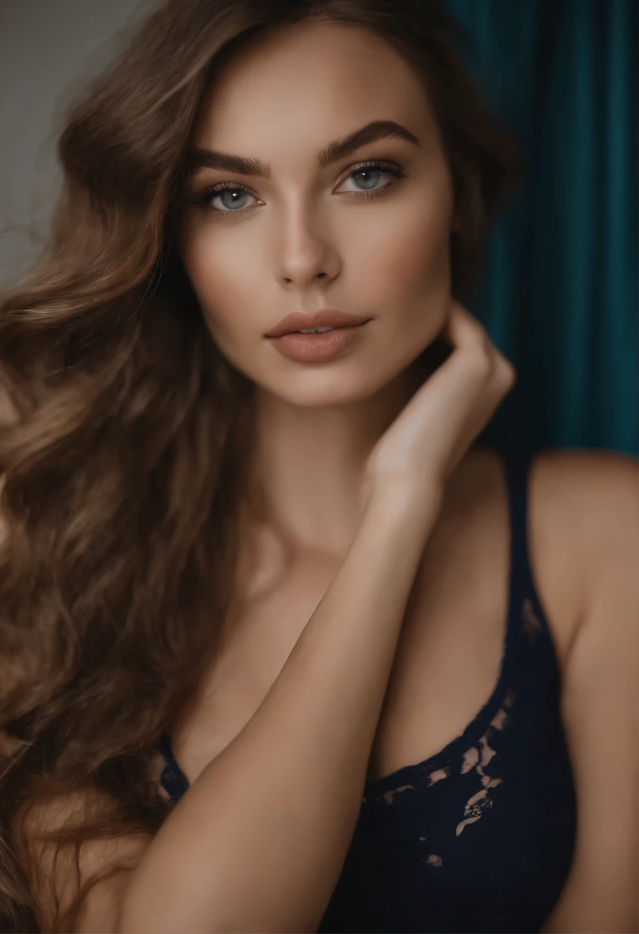 woman with matching tank top and panties, fille sexy aux yeux bleus, Portrait de Sophie Mudd, portrait corinna kopf, cheveux blonds et grands yeux, Selfie d'une jeune femme, Augen dans la chambre, Violette Myers, sans maquillage, maquillage naturel, Regarder directement dans la caméra, Visage avec Artgram, Un maquillage subtil, superbe photo de tout le corps, dans la chambre, clivage, ultra réalistique, clear face