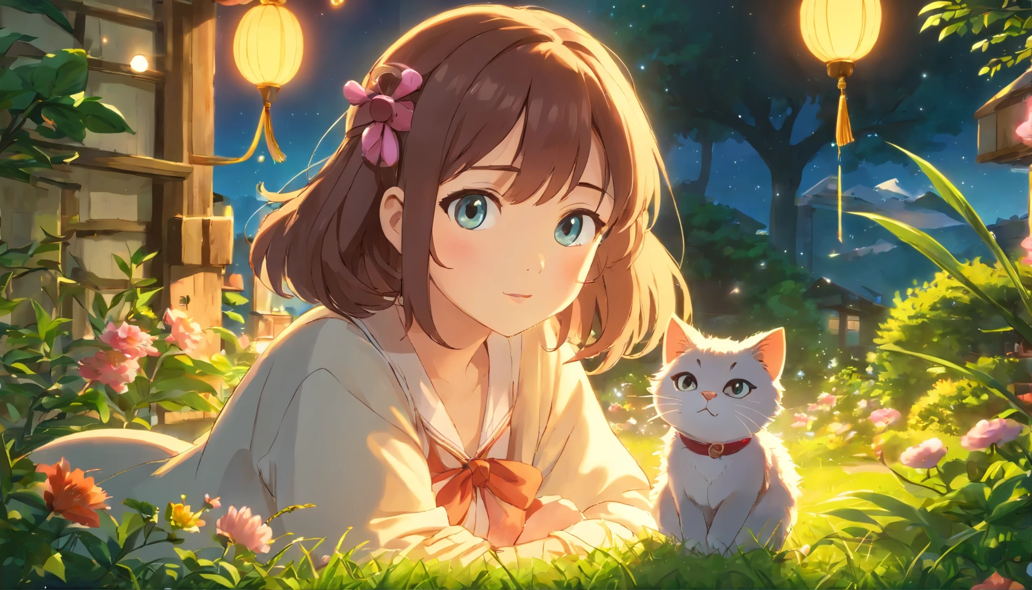 (better quality,4k,8k,high resolution,masterpiece:1.2),Super detailed,(realistically,Fotor is very realistic,Fotor is very realistic:1.37),Beautiful big breasts,delicate eyes,Detailed lips,Very detailed,beautiful,Naughty cat in the garden,bright lights,bright lights,magic light,Lovely 3D rendering,Make beautiful works of art,美丽bright lights,Stunning bright lighting,beautiful数字艺术,beautiful数字艺术,cute cat,wayward cat,Attractive bright lighting,Brilliant digital art,beautiful发光生物,Cute and willful cat,magical scene