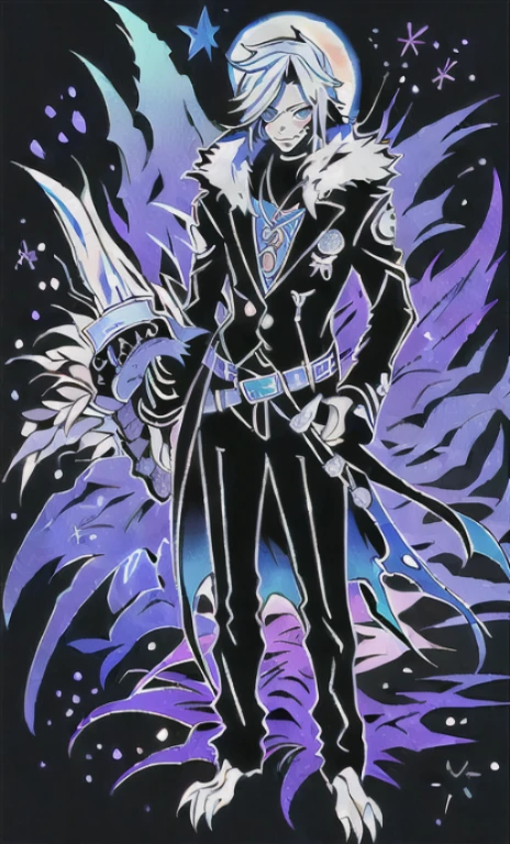 solo, 1boy,「white hair,cerulean blue」long hair, hand gun, {{nighthawk mask}},  There&#39;s a man wearing a costume, {fox tail,}Apparition {one wing} Farson!!!!, furry Farson, furry characters, furry anime, Farson, furry paws furry, Furry shots, there is nothing, very hairy, furry artist, upright, [[[Anthropomorphic Nue]]] virtual youtuber, full body
