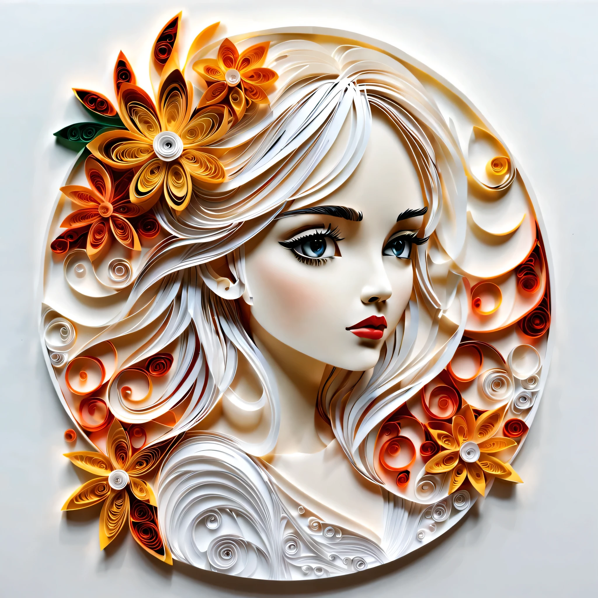 paper art,layered paper art,paper quilling, 剪paper art术, pure white background, girl,(high detail, masterpiece, best quality, ultra high definition)