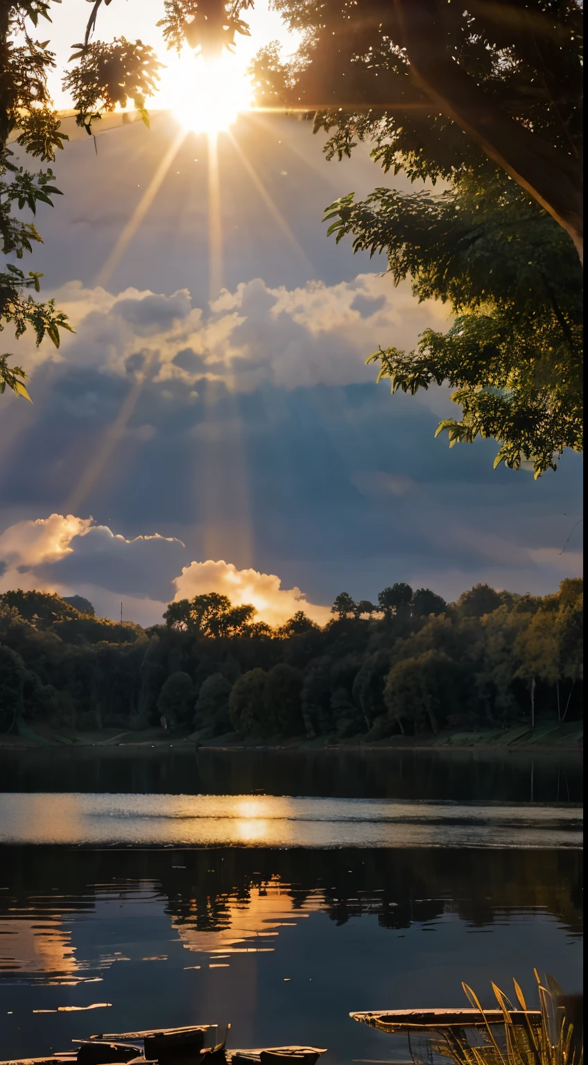 Beams, Landscape, Lake, Rays, Nature, Sun, Dawn