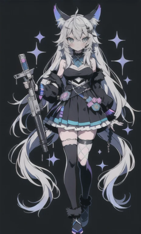 solo, 1boy,「white hair,cerulean blue」long hair, hand gun, {{nighthawk mask}},  There&#39;s a man wearing a costume, {fox tail,}Apparition {one wing} Farson!!!!, furry Farson, furry characters, furry anime, Farson, furry paws furry, Furry shots, there is nothing, very hairy, furry artist, upright, [[[Anthropomorphic Nue]]] virtual youtuber, full body