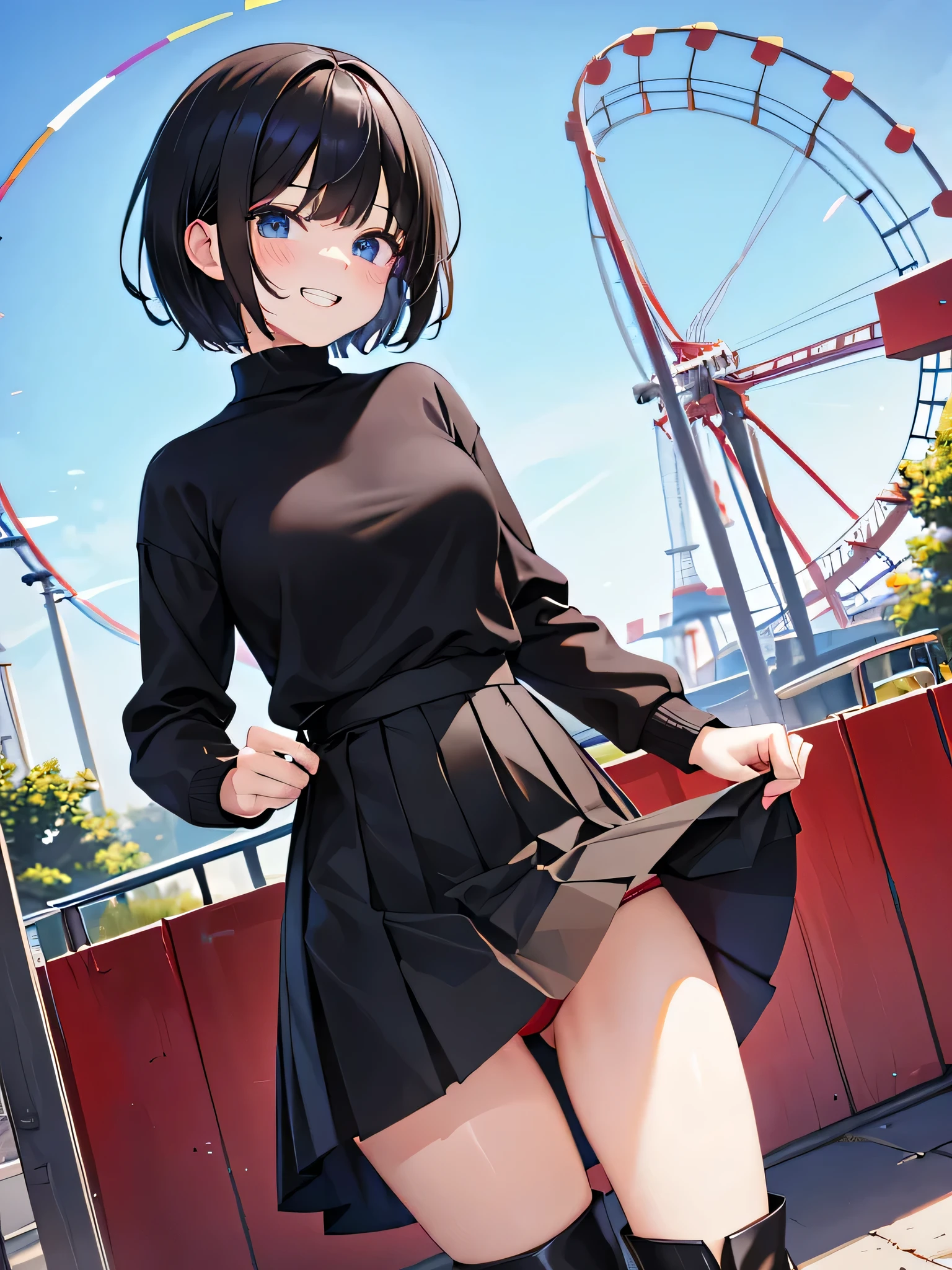 A provocative and grinning expression.。