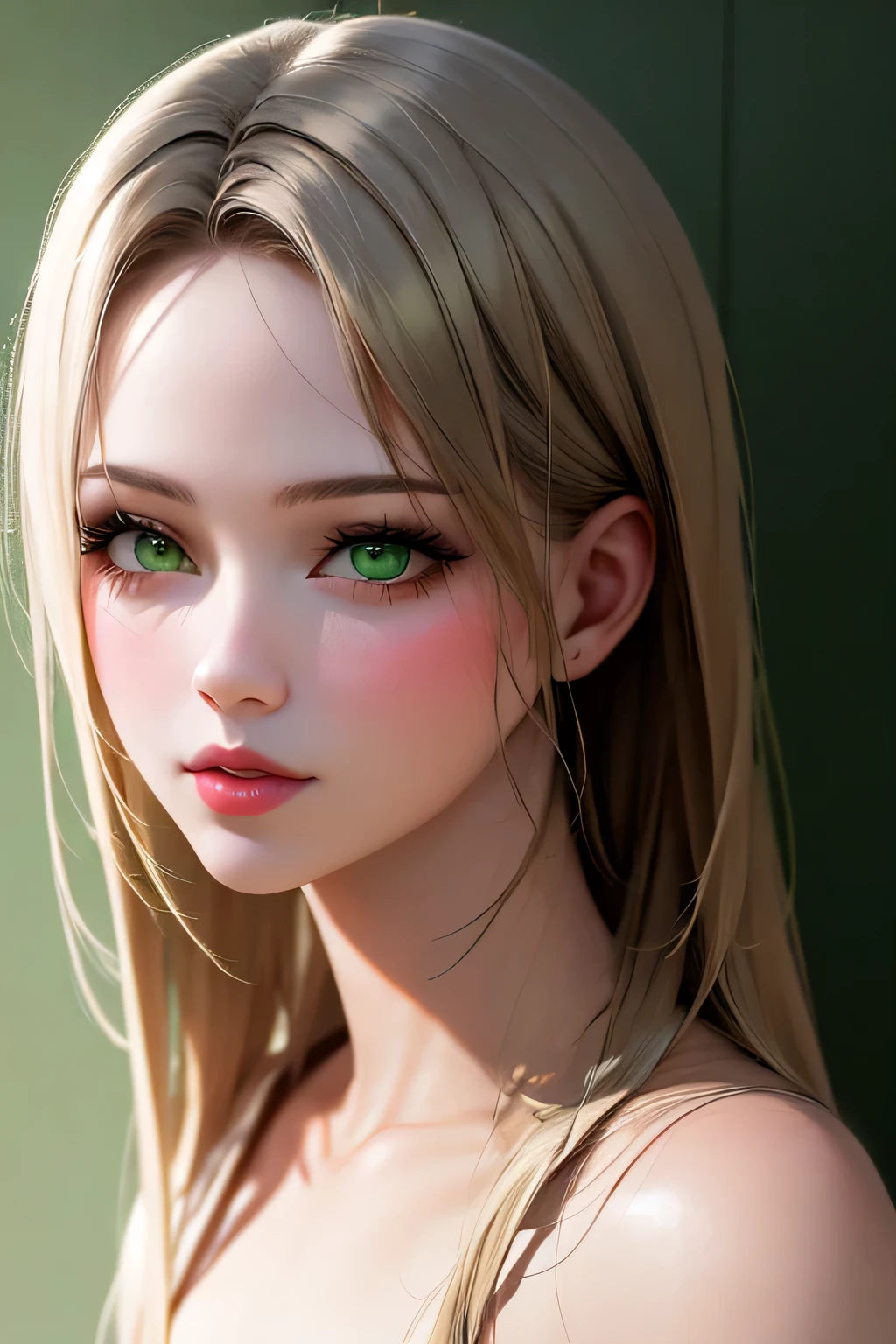 1 girl, Beautiful face, ((Green eyes)), normal posture, colorful wallpaper, (lightroom:1.13), soft light, (natural skin texture:1.2), (hyperrealism:1.2), sharp focus, concentrated