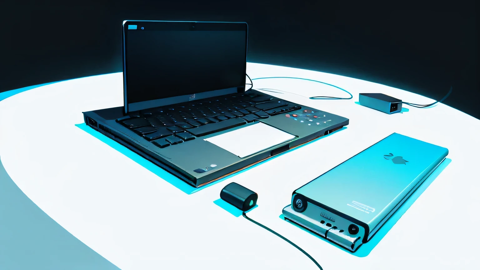 illustration of a computer screen with a computer mouse and apple, simple and clean illustration, creative coder with a computer, simple illustration, shaded flat illustration, flat illustration, programming, clean and simple design, simple 2d cartoon design, best on adobe stock, vector technical documents, full width, minimalistic illustration, flat vector graphic, by Carey Morris, wave background