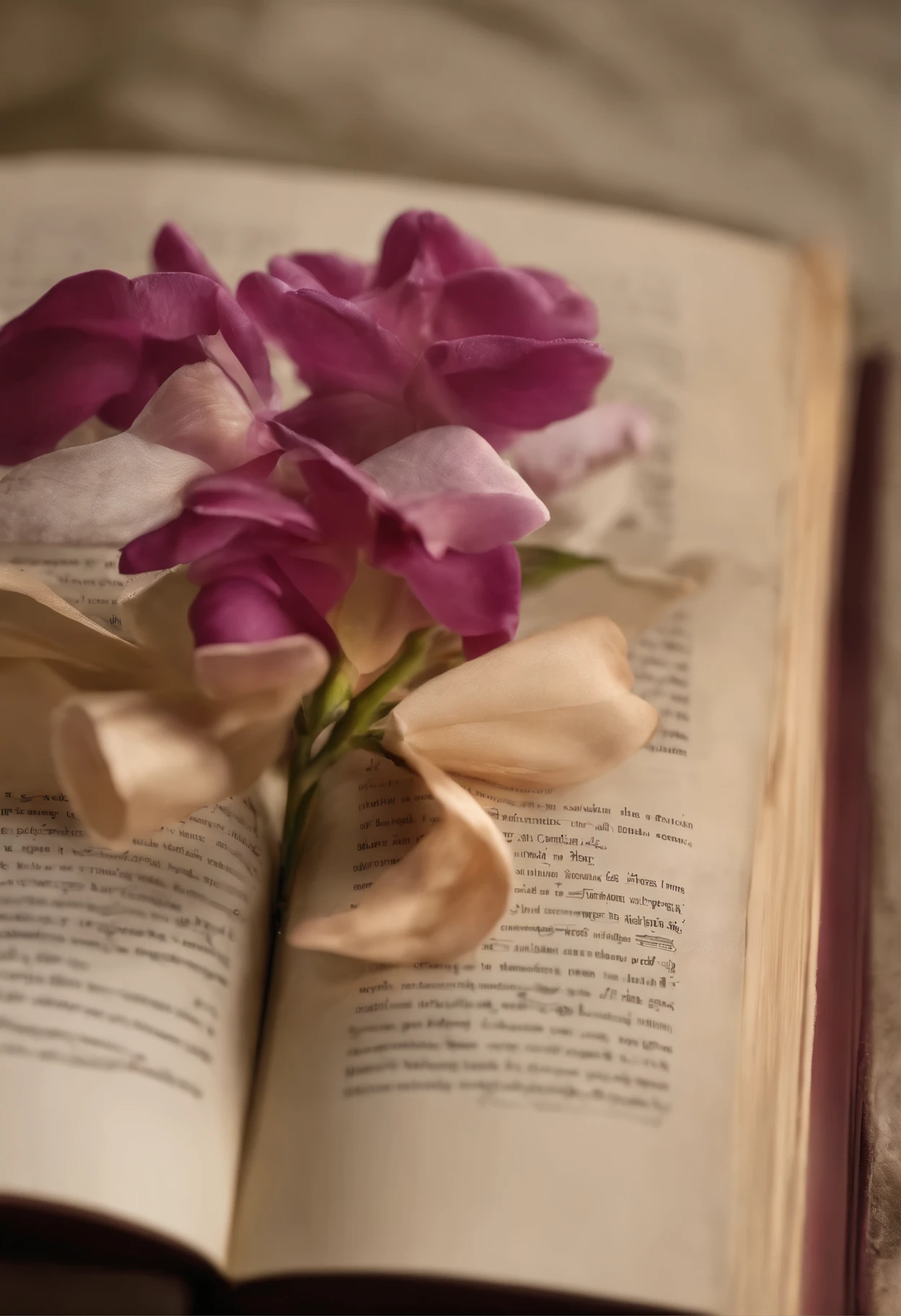 Capture a photograph of a page from a book, focusing on the highlighted text: 'Amidst the symphony of life's evolving priorities, the melody of satisfaction often plays second fiddle to the crescendo of personal growth.' Ensure that the surrounding text and page edges are slightly blurred, mimicking a natural photo capture