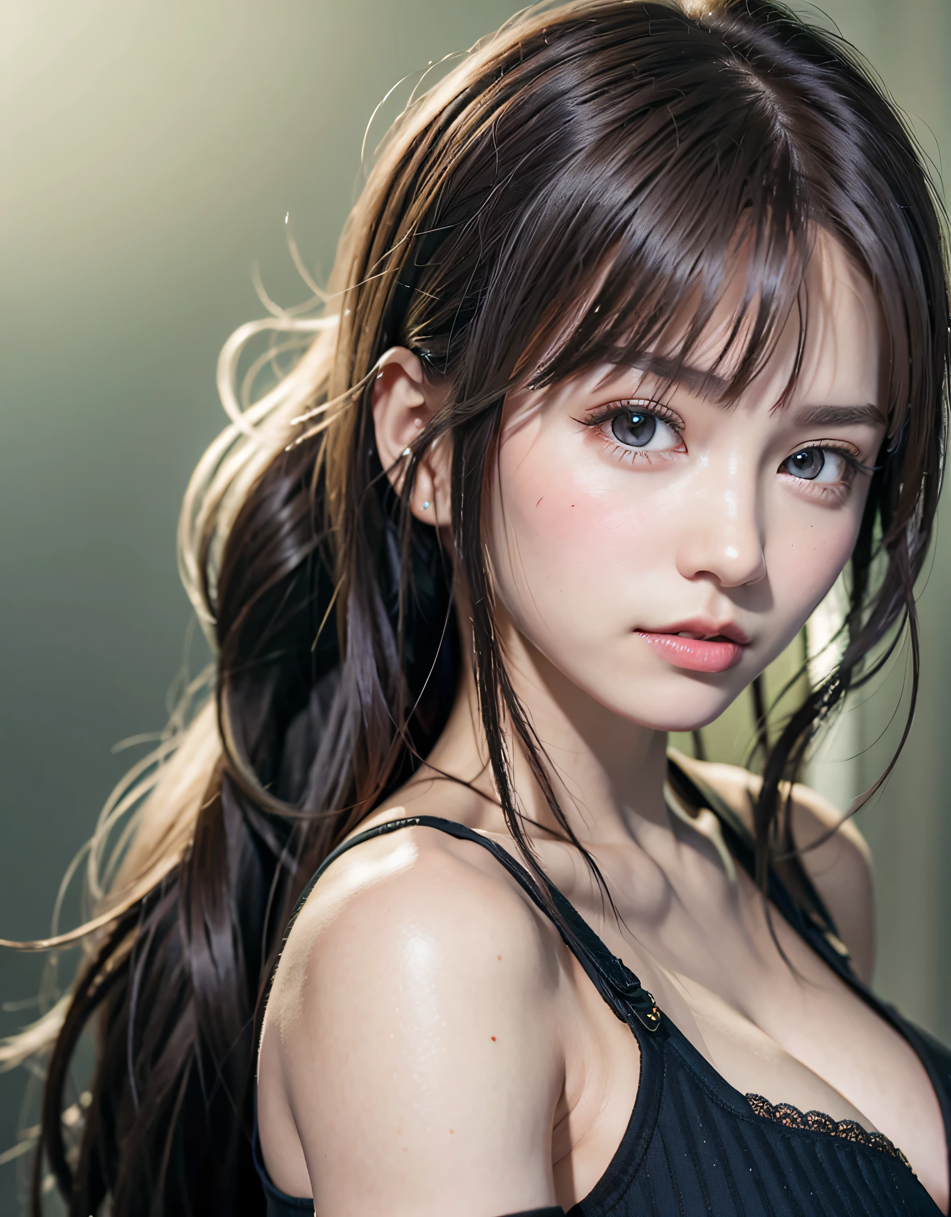 highest quality、8K masterpiece、超A high resolution、(Photoreal:1.3)、RAW photo、1 girl、silver hair、braided twin tails、glowing skin、1 Super Beautiful College Girl、((Ultra realistic details))、portrait、global illumination、Shadow、octane rendering、8k、super sharp、very intricate details、realistic light、Trends in CG society、beautiful eyes、blue shining eyes、towards the camera、headset、carbon fiber bra、cleavage、
