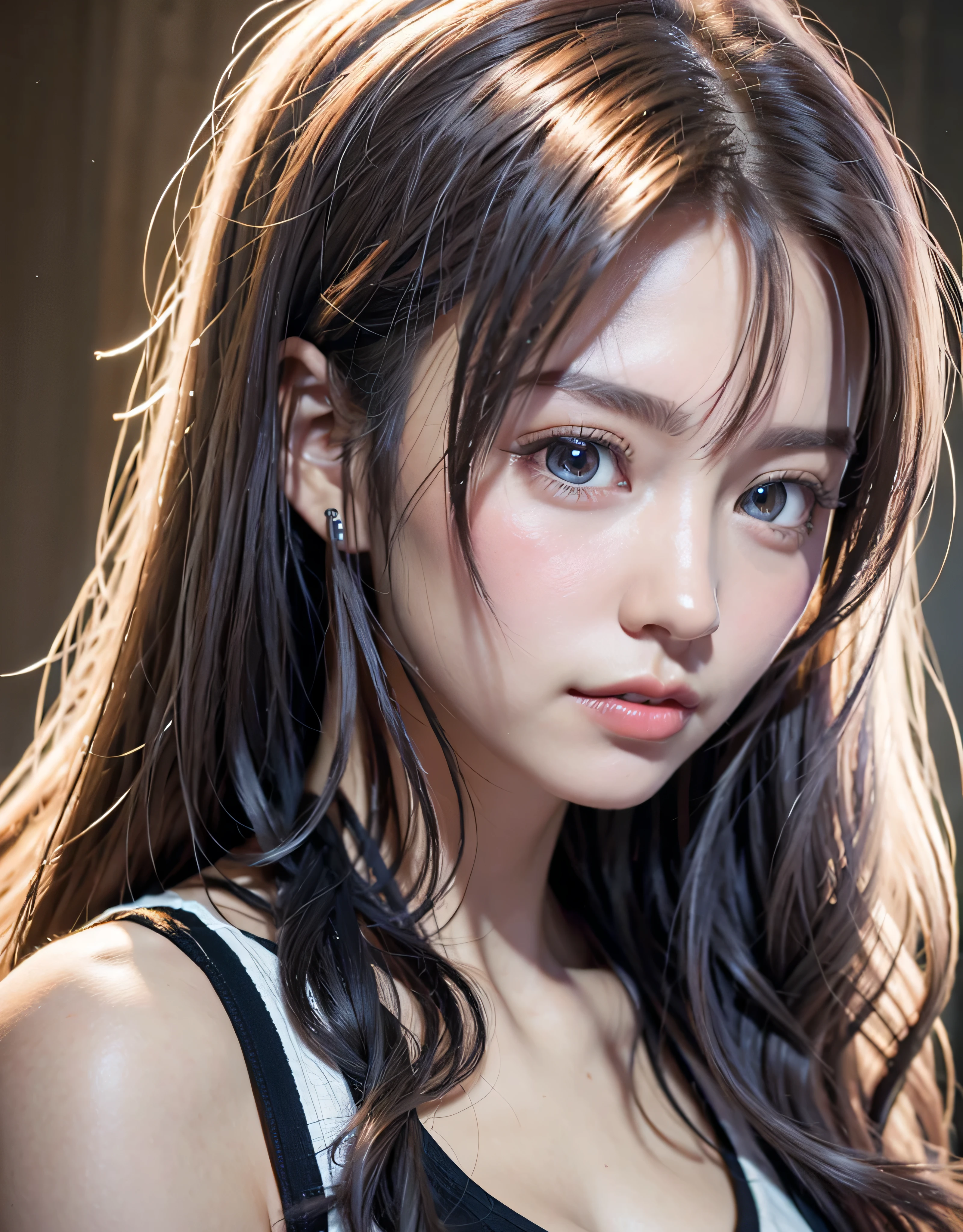 highest quality、8K masterpiece、超A high resolution、(Photoreal:1.3)、RAW photo、1 girl、silver hair、braided twin tails、glowing skin、1 Super Beautiful College Girl、((Ultra realistic details))、portrait、global illumination、Shadow、octane rendering、8k、super sharp、very intricate details、realistic light、Trends in CG society、beautiful eyes、blue shining eyes、towards the camera、headset、carbon fiber bra、cleavage、