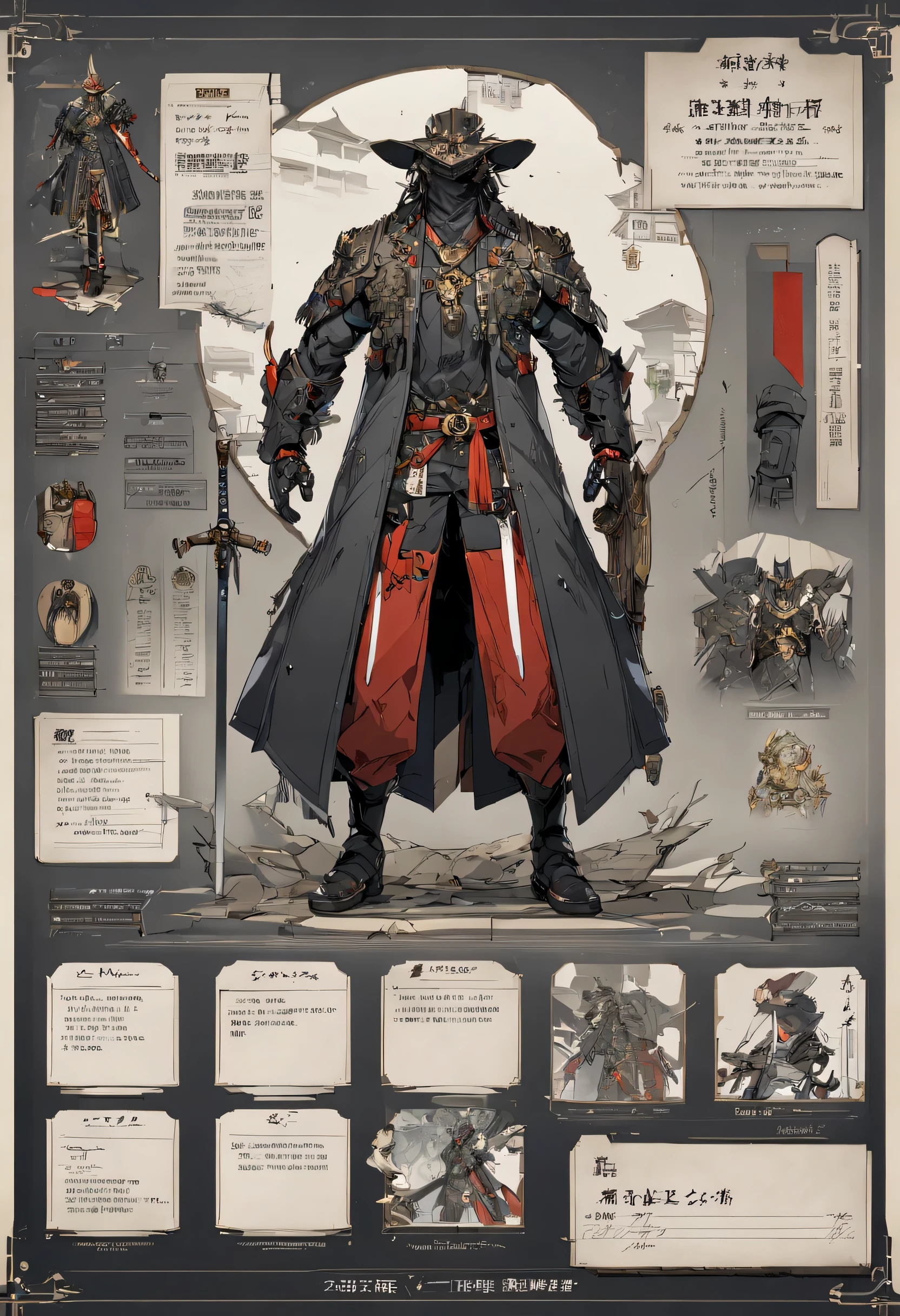 character design sheet，Beautiful armed swordsman，watt，Ultra-fine，Super accurate，super detailed