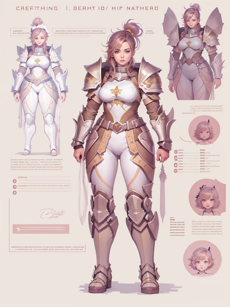 （character design sheet:1.5），whole body，1 mighty female warrior，（Orderly rows：1.2，spaced apart：1.2，No overlap：1.2），clear lines，clean background，White background