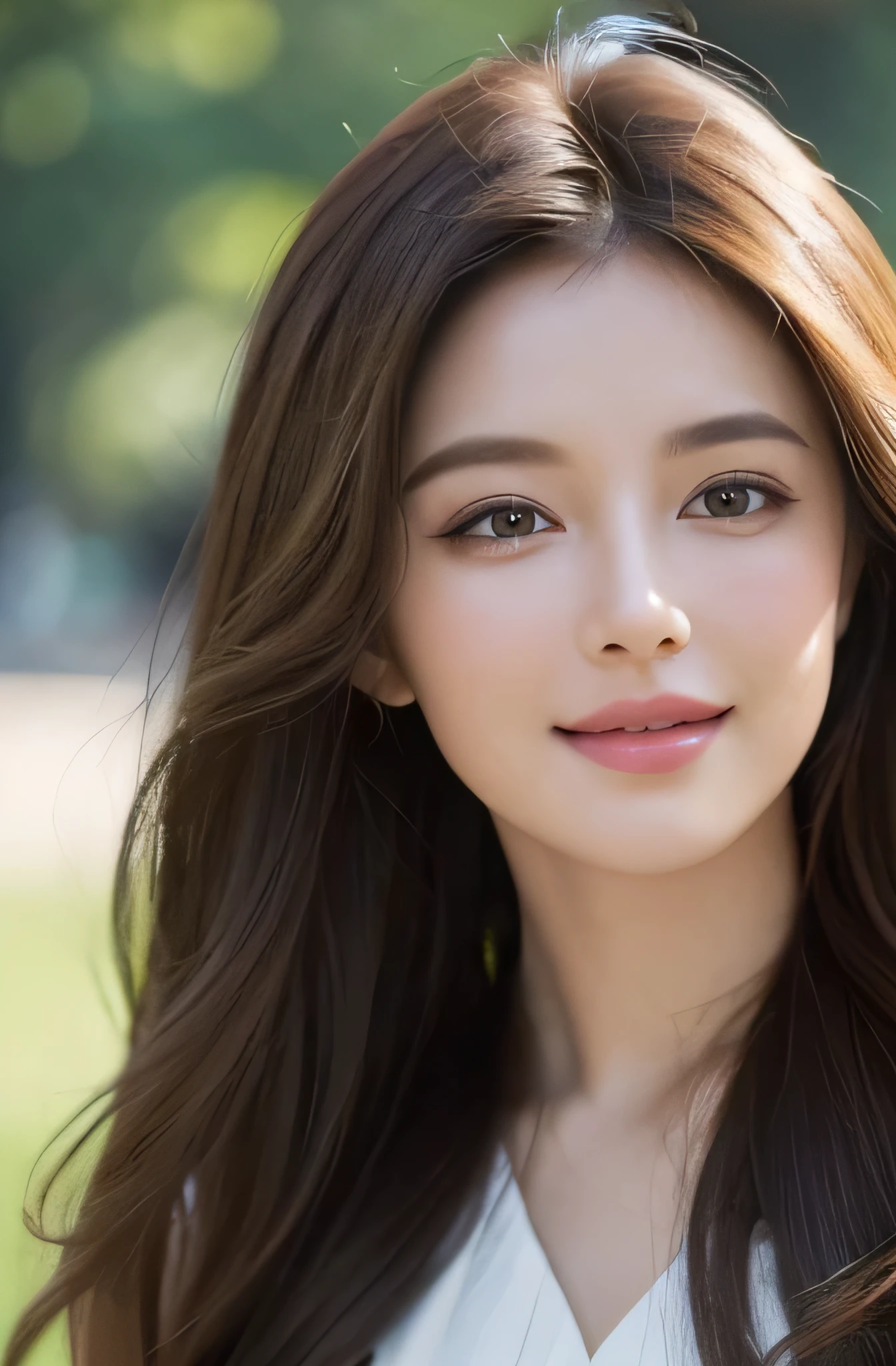 (best quality,4k,8k,highres,masterpiece:1.2),ultra-detailed,(realistic,photorealistic,photo-realistic:1.37),beautiful natural eyes,beautiful detailed smiling lips,smiling face,photography,professional,vivid colors,portrait,brunette hair,long flowing hair,fashionable outfit,28 years old,artistic composition,soft lighting