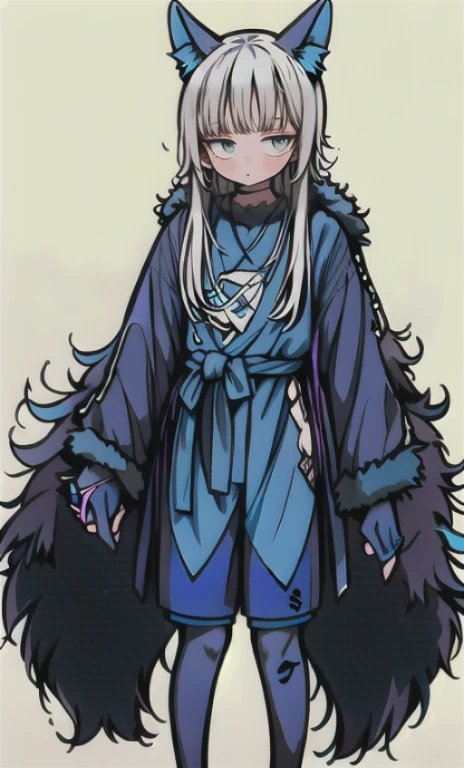 solo, 1boy,「white hair,cerulean blue」long hair,  {{nighthawk mask}},  There&#39;s a man wearing a costume, {fox tail,} {one wing on the back} Farson!!!!, furry Farson, furry characters, furry anime, Farson, furry paws furry, Furry shots, there is nothing, very hairy, furry artist, upright, [[[Anthropomorphic Nue]]] virtual youtuber, full body