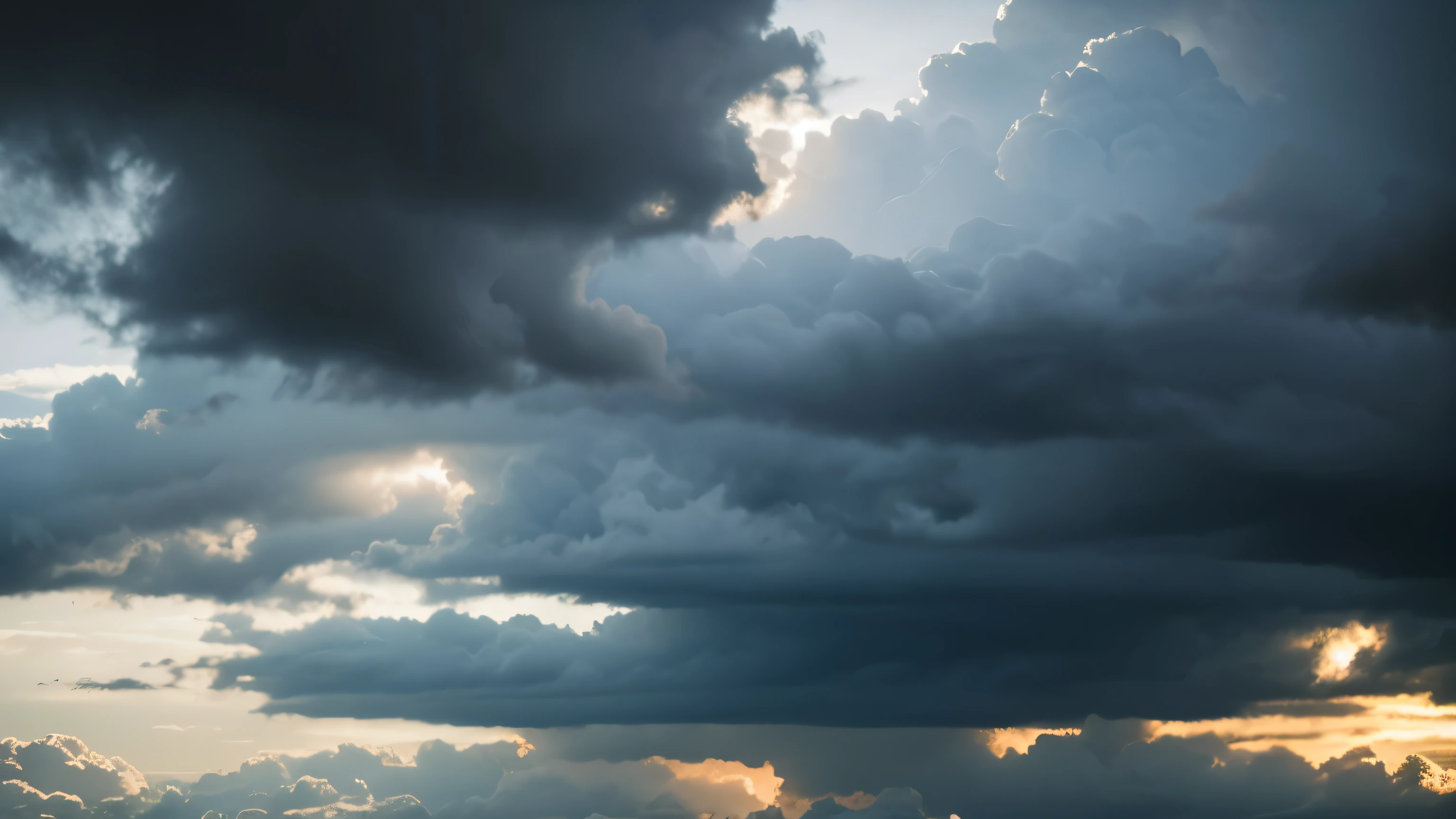 The sky was cloudy with dim lights.