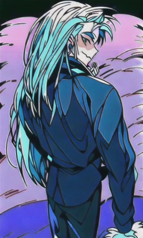 solo, 1boy,「white hair,cerulean blue」long hair,  {{nighthawk mask}},  There&#39;s a man wearing a costume, {fox tail,} {one wing on the back} Farson!!!!, furry Farson, furry characters, furry anime, Farson, furry paws furry, Furry shots, there is nothing, very hairy, furry artist, upright, [[[Anthropomorphic Nue]]] virtual youtuber, full body