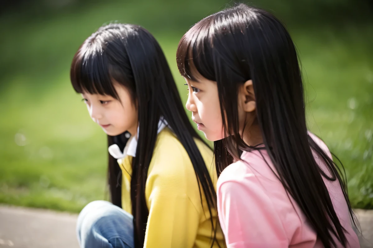 my name is lin、9One girl stands next to her crying friend。