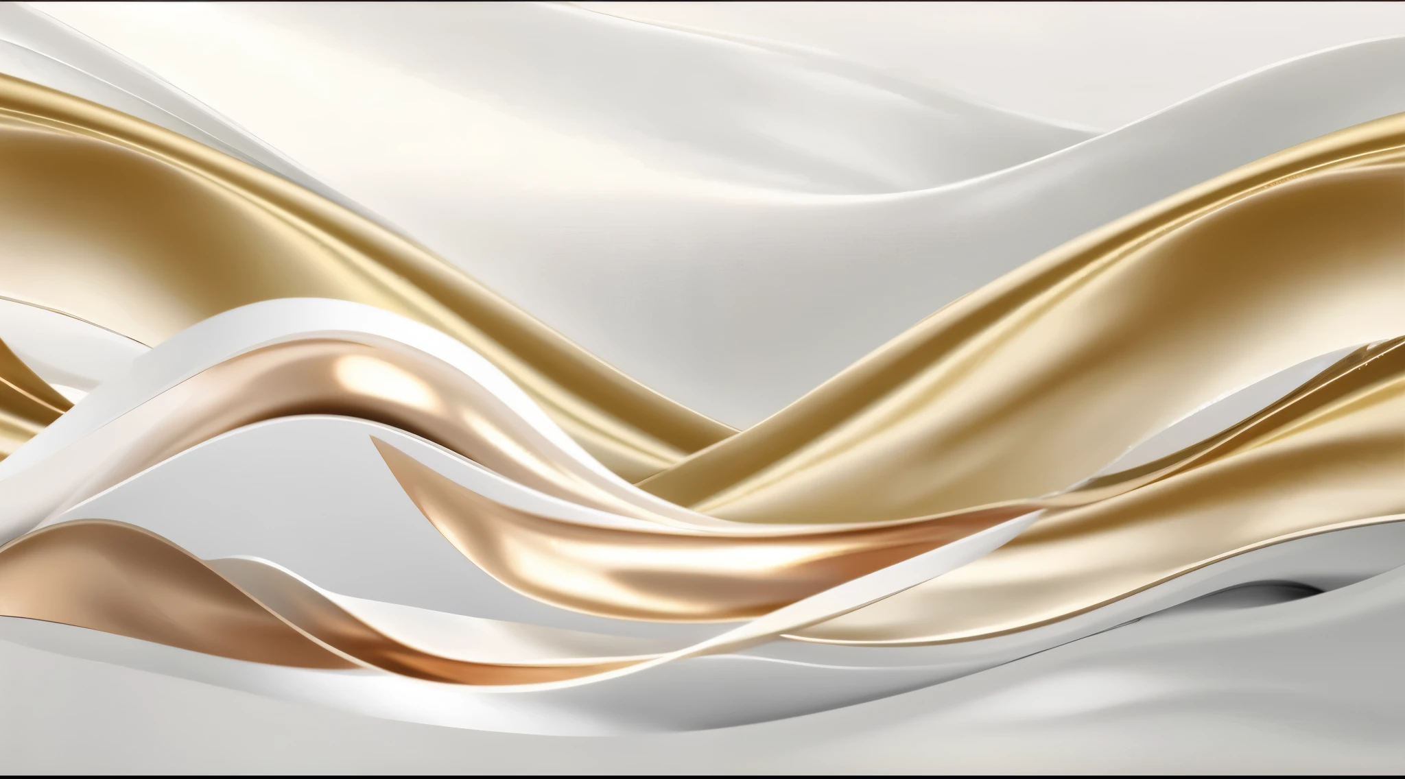 golden and silver colors, gold wire, Interactive smooth lines, Silver and gold fractal details, golden curve composition, Golden smooth material, Covered in silky gold, flowing realistic fabric, abstract cloth simulation, Draped in shining gold and silver, Gold ribbon，Light white and light amber translucent droplets，Rendered in Houdini tracking style。Minimalist composition，The main color is white，Highlight joints and connections。The design incorporates smooth curves。The edges are well defined。