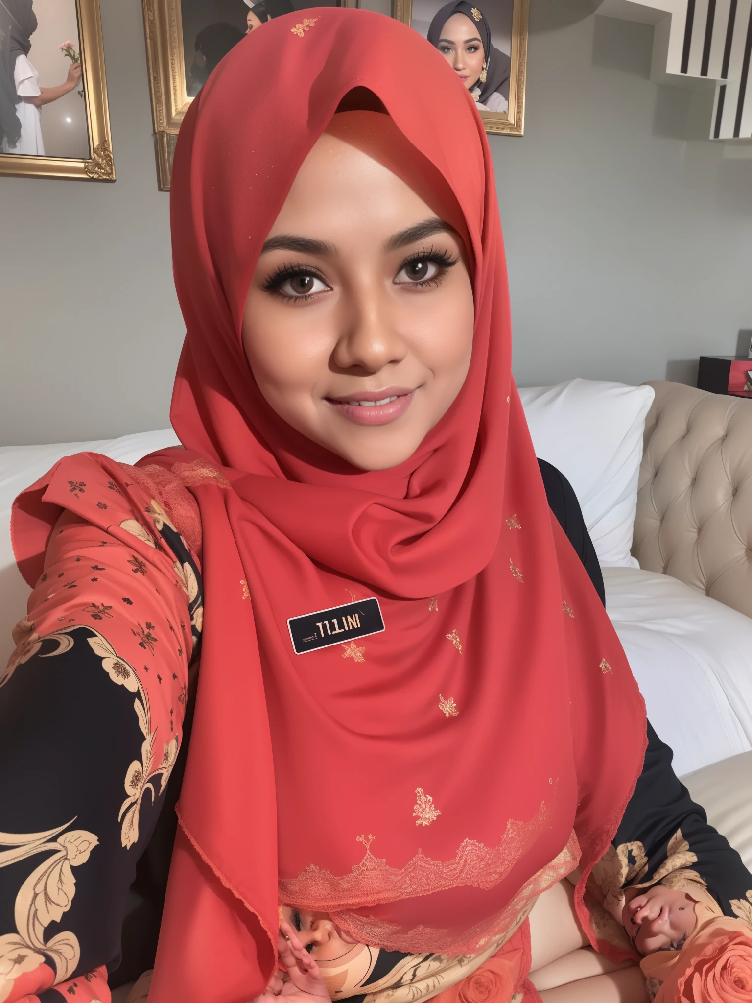 ((HIJAB)), ((YELLOW LINGERIE)), ((SHORT HIJAB)), Portrait photo of a matured chubby malay girl, curvy, (laughing:1.2), hijab,malaysian, posing, look at a camera, nerd, wear white shirt and short pleated skirt, full body, room background, big breast,nighttime, backlit, epic realistic, hyper detailed, detailed skin texture, mole below eye, natural skin texture, mole in body, insane details, intricate details, accent lighting, soft volumetric light, bokeh, (dramatic light:1.2), (neutral colors:1.3), cross process, living room background, ((detailed realistic face and eyes)), good lighting, 8K resolution, Legs Wide Open, spread Legs, lying on bed, Liquid from the Crotch, Blushing, fat,