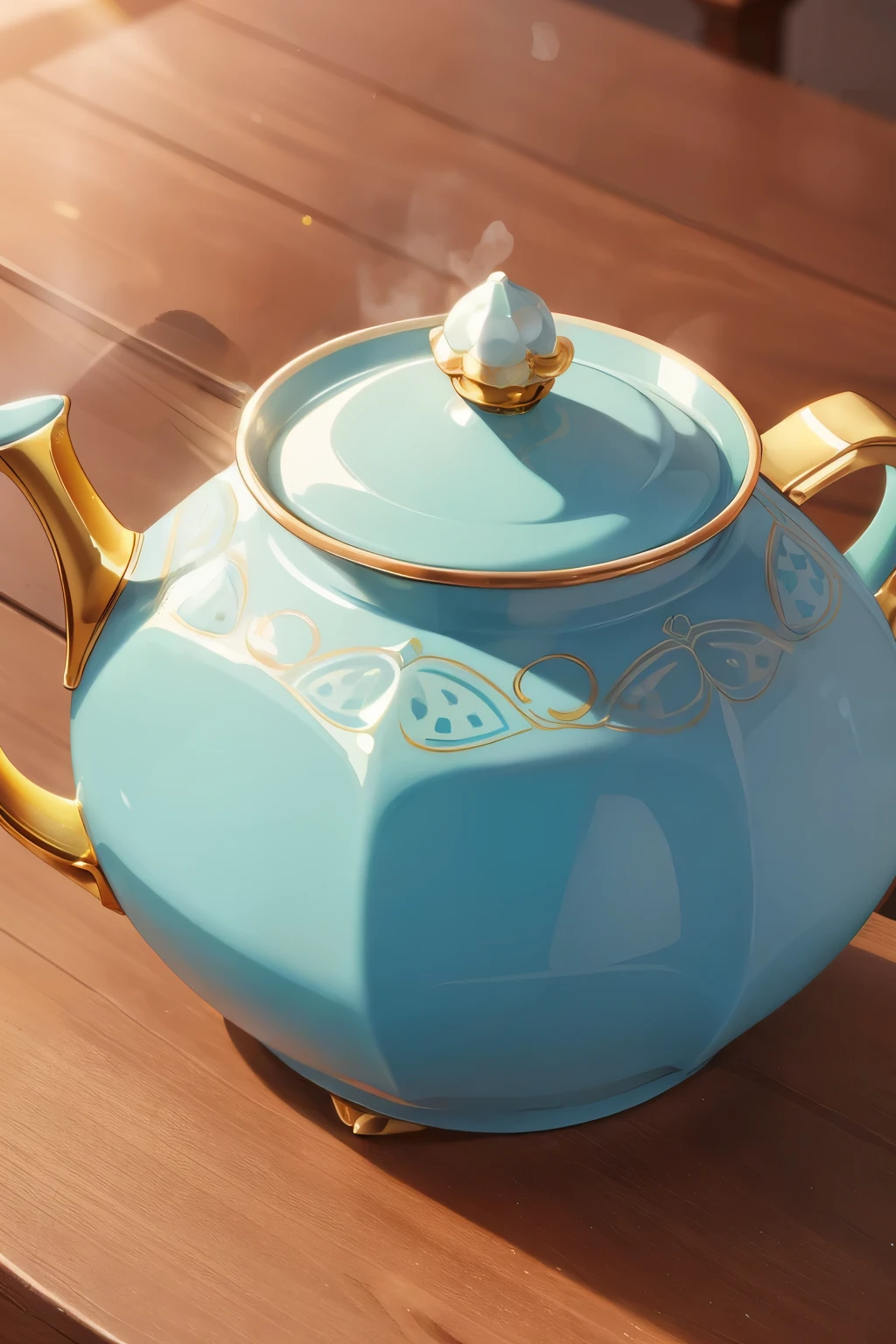 masterpiece, best quality, finely detailed, high resolution, extremely delicate and beautiful, hexagonal teapot --s2-imagine
masterpiece, best quality, finely detailed, high resolution, extremely delicate and beautiful, hexagonal teapot with intricate engravings and curves, gleaming gold accents, steaming hot tea inside, delicate porcelain material, intricate lid design, exquisite handle, magnificent presentation on a wooden table, sunbeams illuminating the teapot, creating vibrant highlights on its surface.