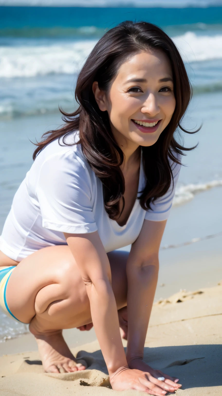 (Realistic, photo-Realistic:1.4), (masterpiece, Highest quality:1.2), RAW Photos, High resolution, Intricate details, Very detailed, Sharp focus, Portraiture, Dynamic pose, alone, One girl, (Slingshot swimwear, Medium chest, Thighs), Pale skin, Detailed face, Detailed eyes, Refined nose, smile, Photo Background, Outdoor,