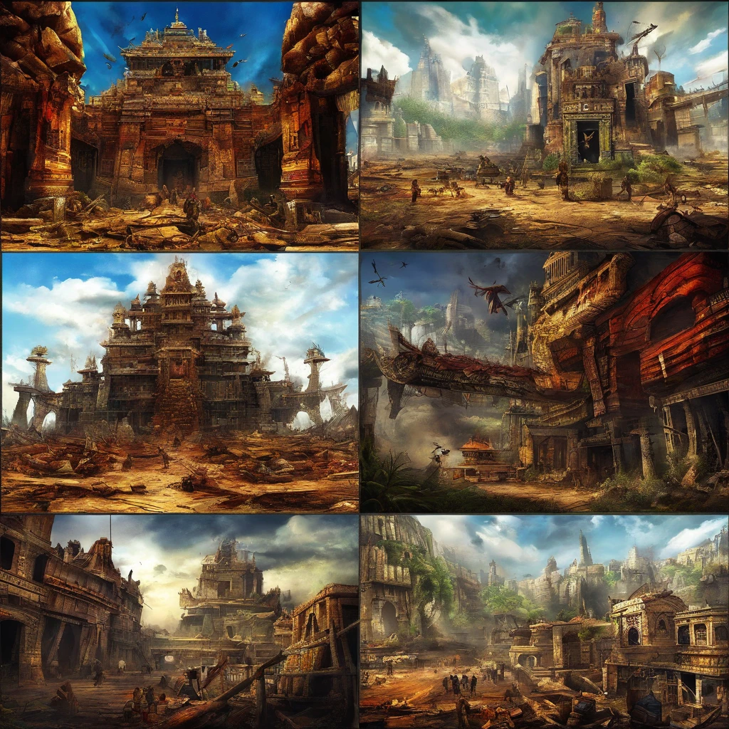 (colorful, bright, vivid, intense),(best quality, highres),(sci-fi, fantasy),(detailed landscapes, destroyed cities, futuristic technology, abandoned buildings, overgrown nature),(apocalyptic wasteland, cyberpunk world, advanced civilizations),(dramatic lighting, neon lights),(deserted streets, towering skyscrapers, lush forests),(human survivors, mysterious creatures),(superhuman abilities, flying vehicles),(epic battles, exploration of unknown territories)