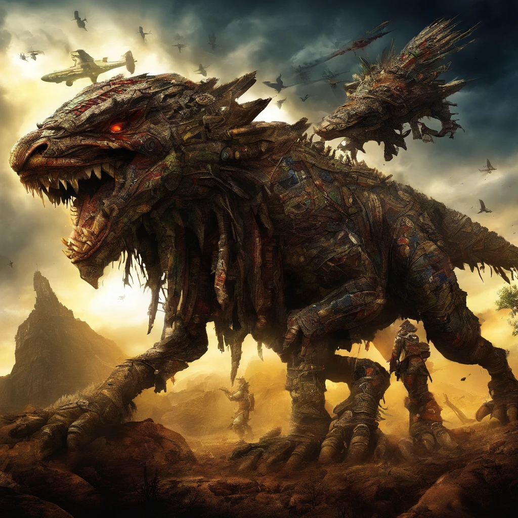(colorful, bright, vivid, intense),(best quality, highres),(sci-fi, fantasy),(detailed landscapes, destroyed cities, futuristic technology, abandoned buildings, overgrown nature),(apocalyptic wasteland, cyberpunk world, advanced civilizations),(dramatic lighting, neon lights),(deserted streets, towering skyscrapers, lush forests),(human survivors, mysterious creatures),(superhuman abilities, flying vehicles),(epic battles, exploration of unknown territories)