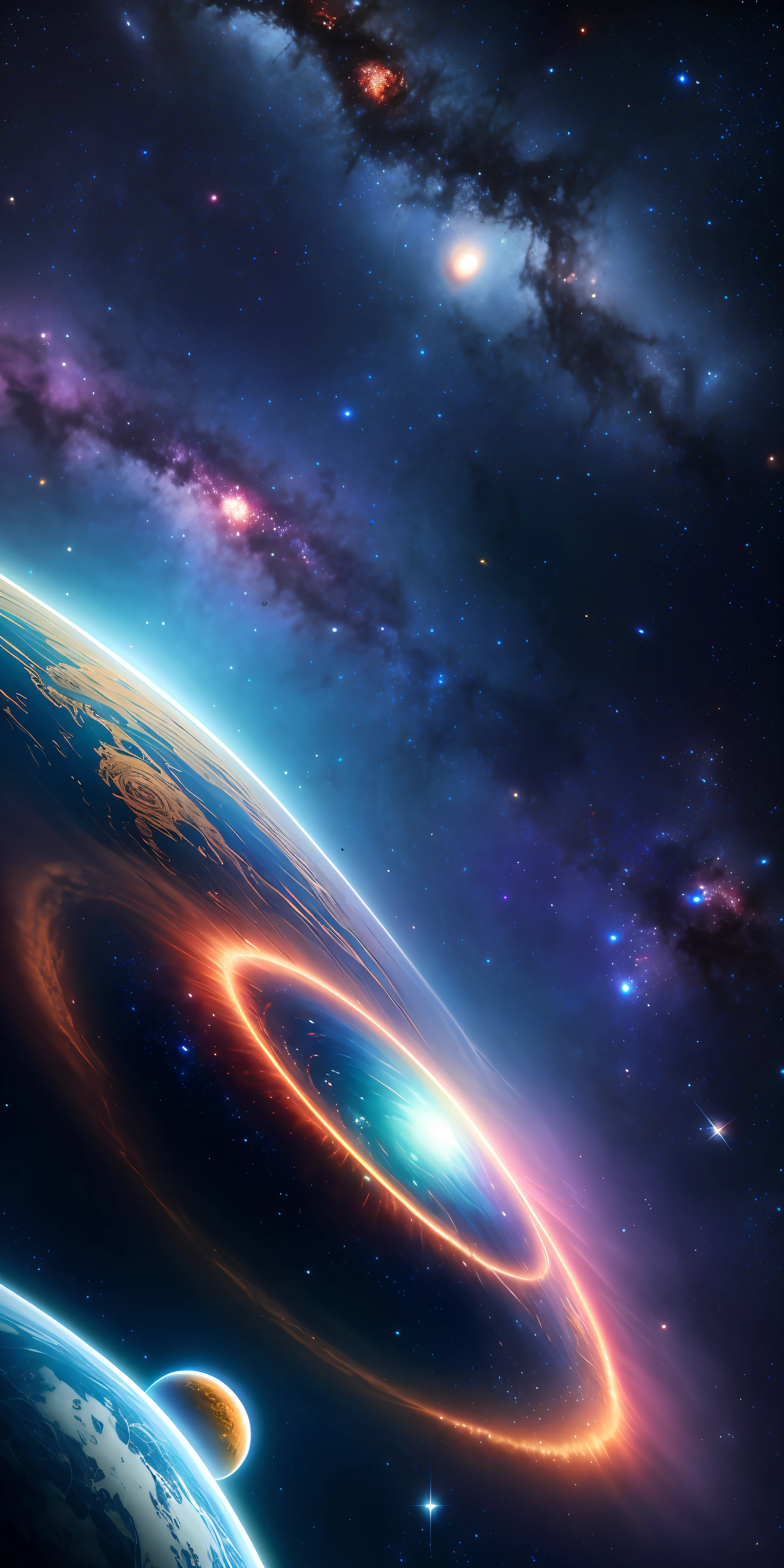 masterpiece, best quality, high quality, extremely detailed CG unity 8k wallpaper, Depth of Field, HDR,,Photorealistic,extremely detailed, Intricate, High Detail, universe, space, galaxy, stars, planets, astronomy, cosmos, celestial, nebula, black hole, solar system, cosmic rays, supernova, deep space, astronomical objects