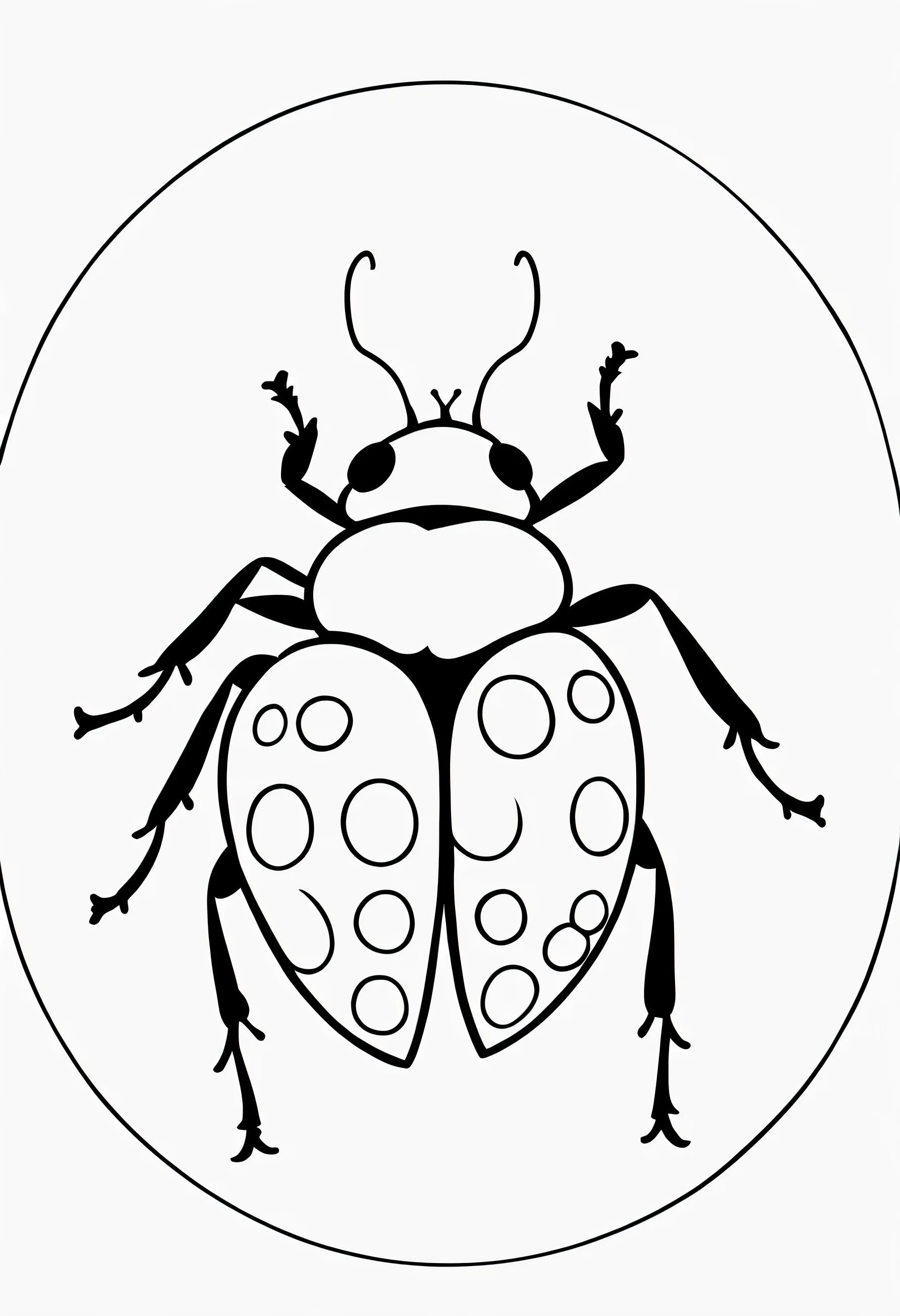 black and white, line art, coloring drawing of Ladybug, simple line art, thick outlines, without greyscale