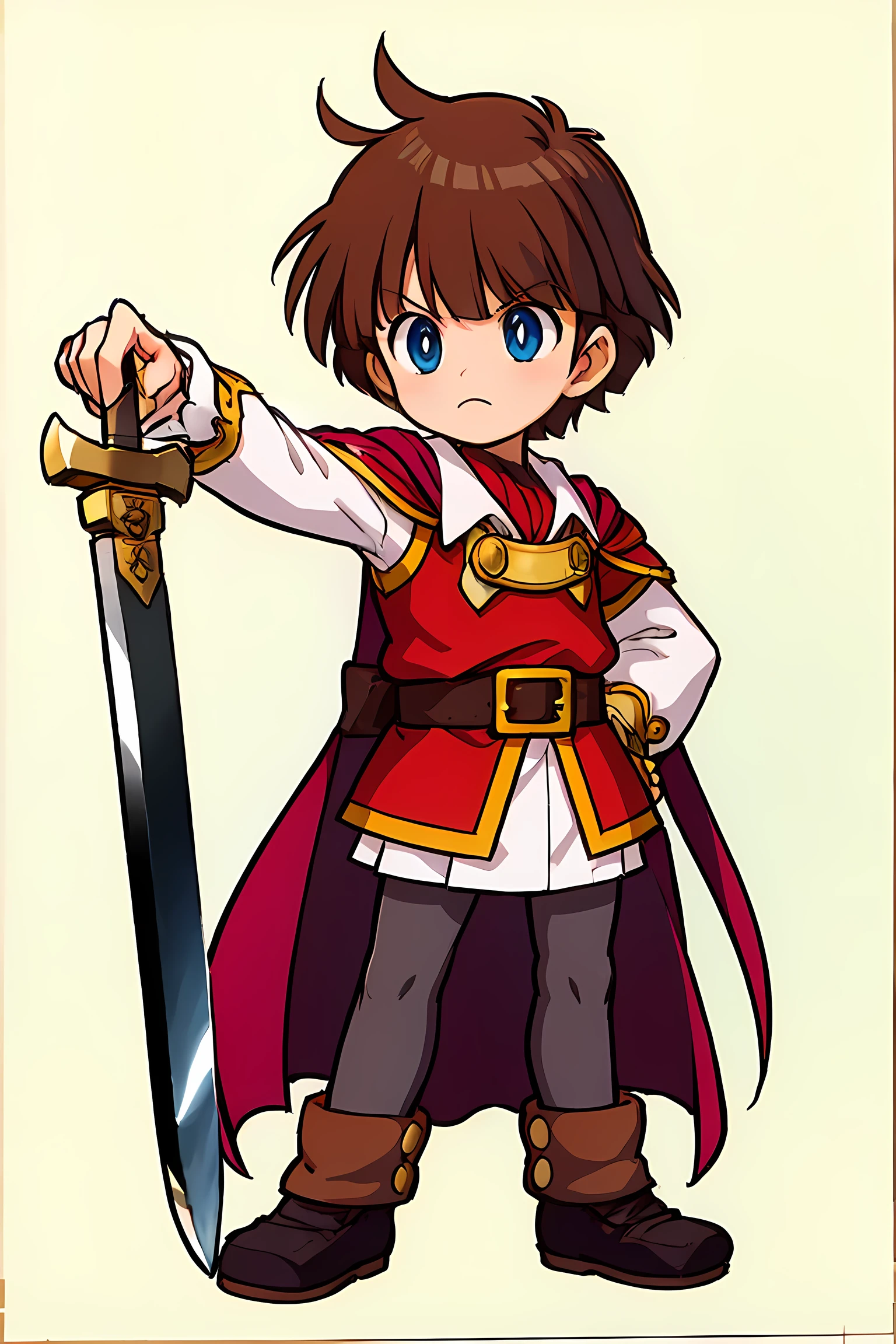 (highest quality:1.3),(masterpiece:1.4),(anatomically correct),(all limbs),(refers to the whole),(precise fingertips),(small details),(8k),From photoreal, (90s anime,90s anime style,cheer up,cel shaded anime), (hyper detail:1.15), (delicate details), (intricate details),(Supermodel:1.3), (one boy:1.5), Cartoon image of a young girl in medieval costume holding a sword, jRPG characters art, jRPG characters, Final Fantasy Tactics characters, maplestory character art, Epic battle fantasy Natalie, RPG characters, young wizard, 女性main character, official character art, main character, 女性main character 👀 :8, Hero Characters, Coriolio RPG art style ,prepare the sword,(Pasture:1.7),