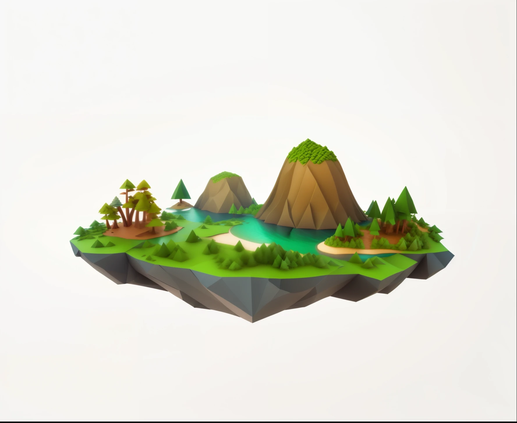 Close-up of a small island with river and trees, low poly landscape, low poly style, 3 d low poly render, 3d low poly render, low poly 3 d render, low poly 3 d, 2 d low polygon art, low poly render, low poly, a low poly render, low polygons illustration, low poly, low polygon