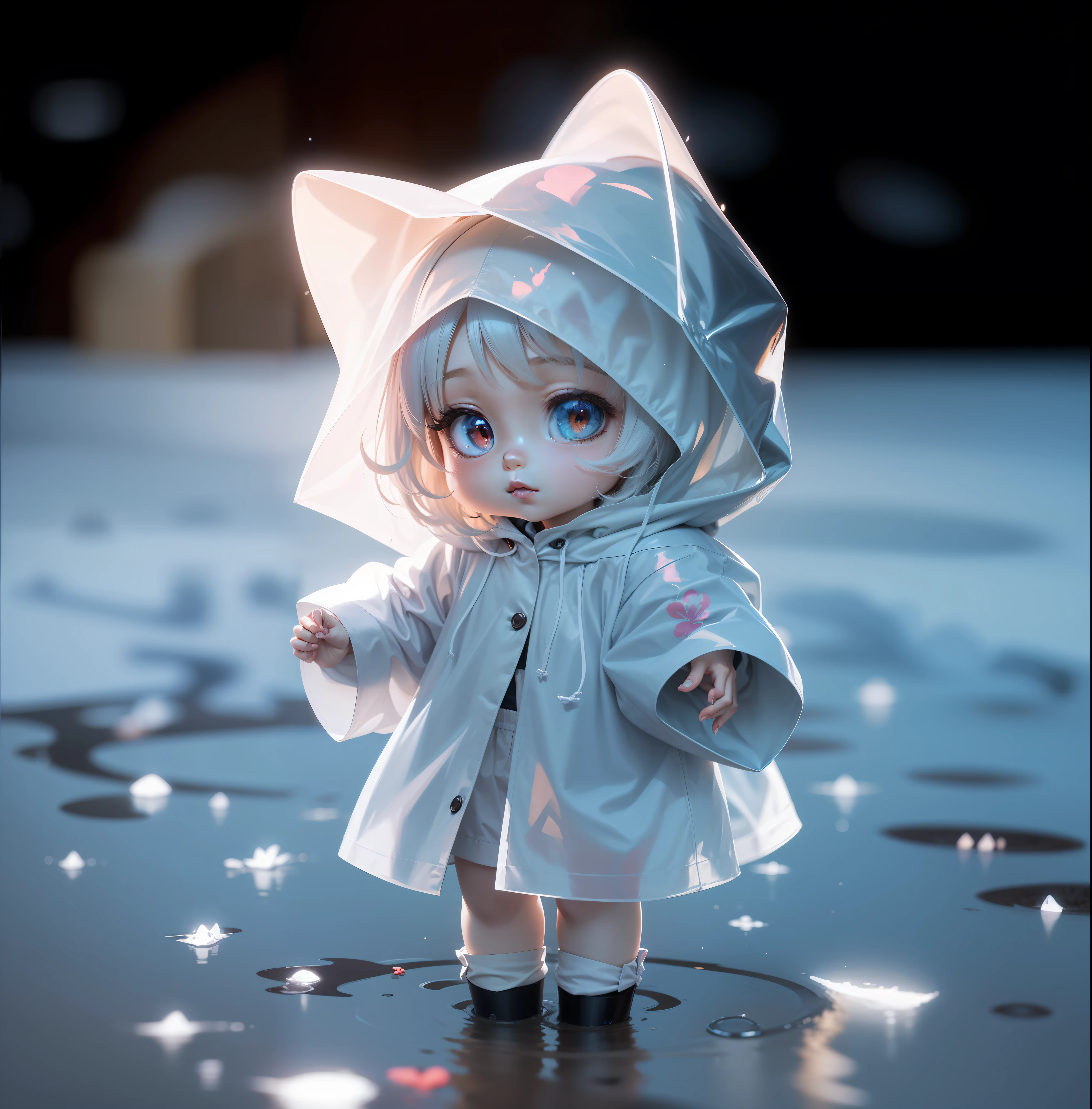 Anime characters standing in puddles in raincoats, Gurwitz-style artwork, Gurwitz, from Arknights, Profile picture 1024px, cute digital art, Lovely and detailed digital art, from desire, Cute anime, Transparent Yumi, magically glowing, lovely artwork, Anime style 3D, Anime style 4K