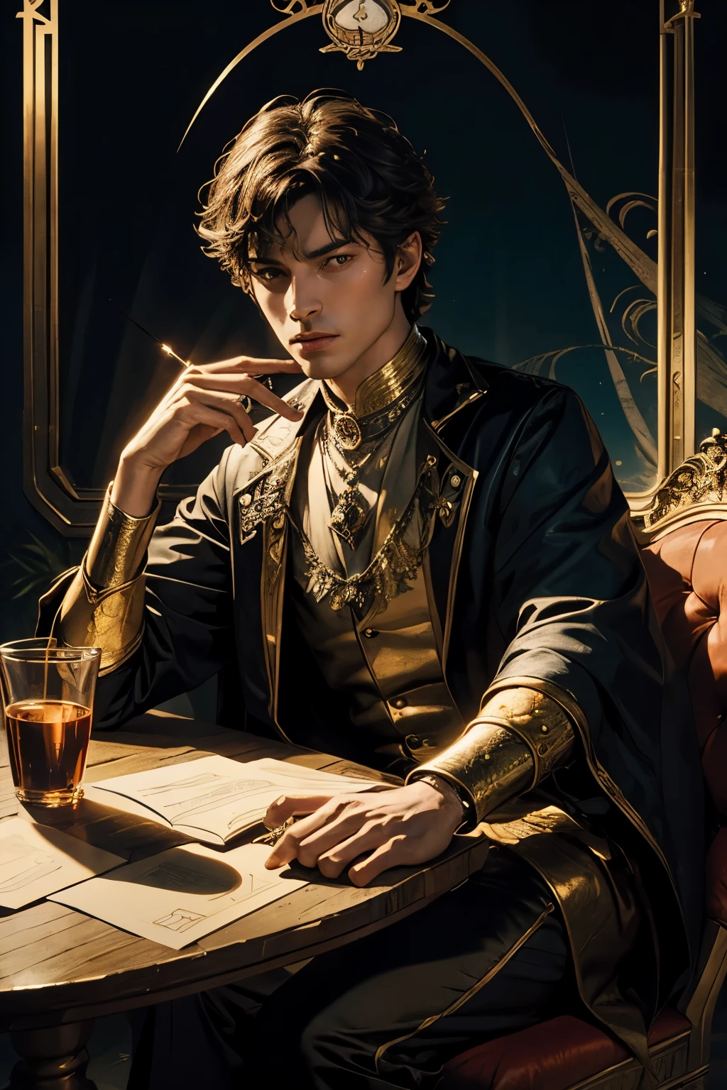 (Masterpiece, Best Quality, Realistic,automatic style, Imagination), The Devil's Hand reveals his Cunning Combinations in Tarot, Showcasing three Cards of Pride, Tarot, Life, and Four Other Tarot Cards, Chevalier, demonstrating an Astute Strategy in the Game.
(Top Quality, Realistic, Automatic Style, 8k), The Devil's Hand showcases his Cunning Combinations in Tarot Game, displaying Three Cards of Pride, Tarot Cards: Tarot, Life, and Four Other Tarot Cards, Chevalier, in a Photorealistic Imagination.