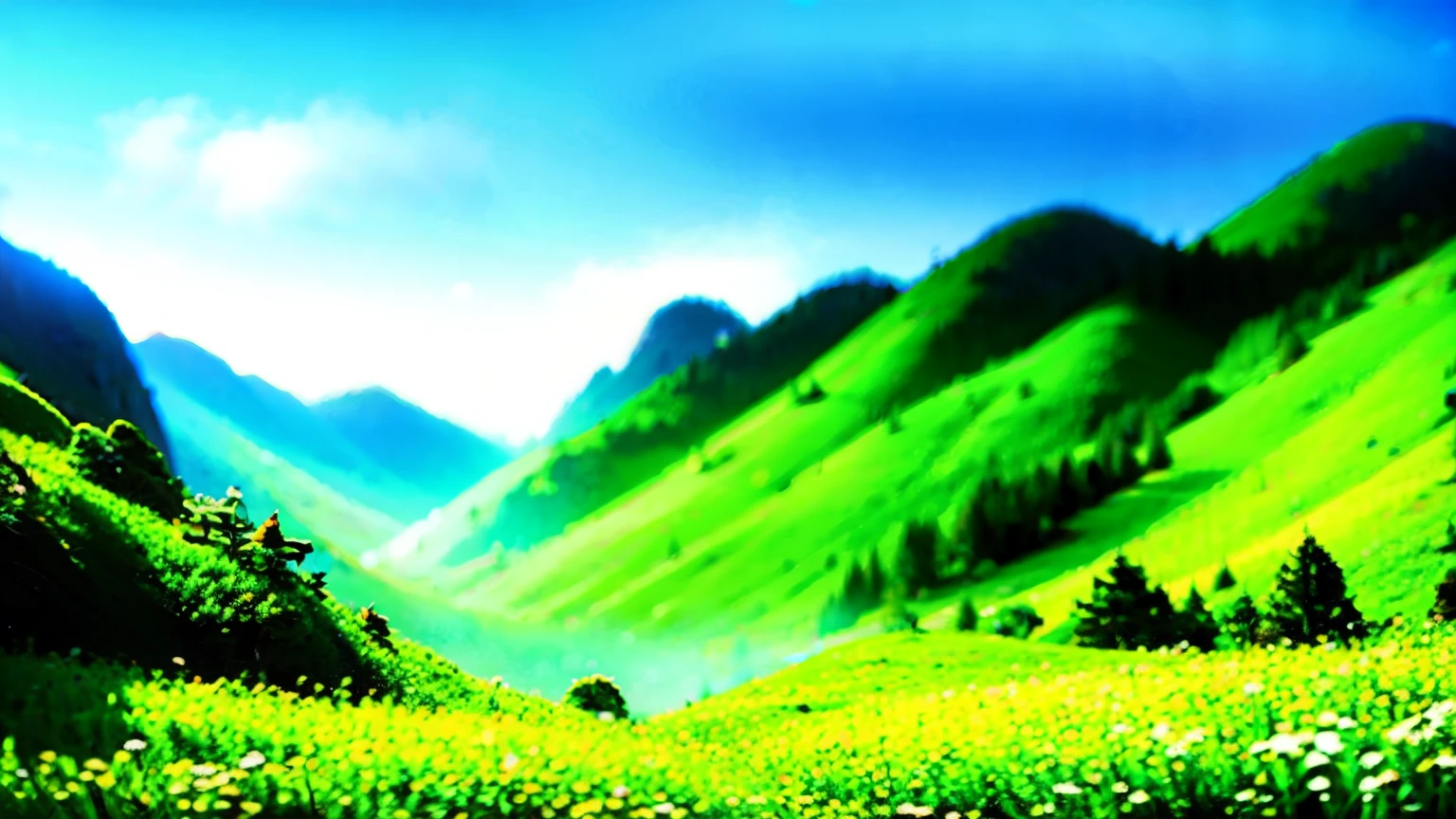detailed, beautiful, landscape, blissful, grateful, delightful, happy, outside, in the forest, in the ocean, on the mountain, fantasy, art academia, calm atmosphere, dreamy atmosphere, mystical atmosphere, wide shot, panoramic composition, bloom, in focus with blurred background, long exposure, wide-angle lens, --ar 16:9