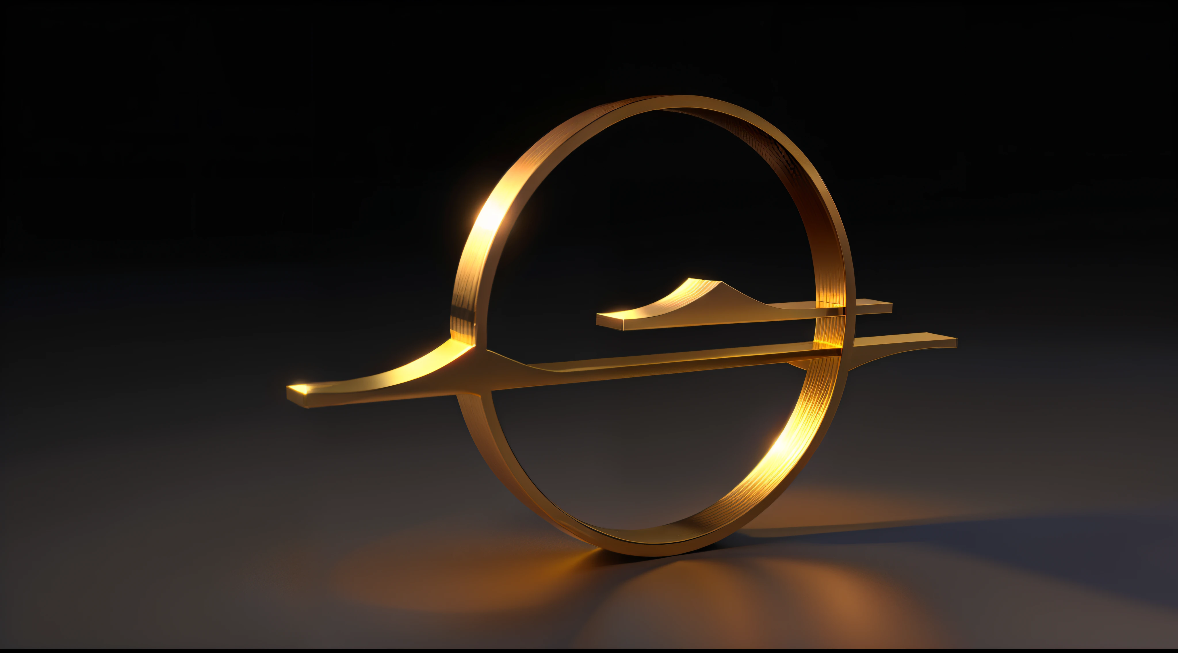 Close-up of round metal object, Depicted as 3D rendering, Golden,low quality 3d model, 3D logo, 3D modeling, 3d models, 3d models, impossible object, the ring is horizontal, monochrome 3d model, 3d model, 3d model, Signature without text, high quality photos, 3d asset
