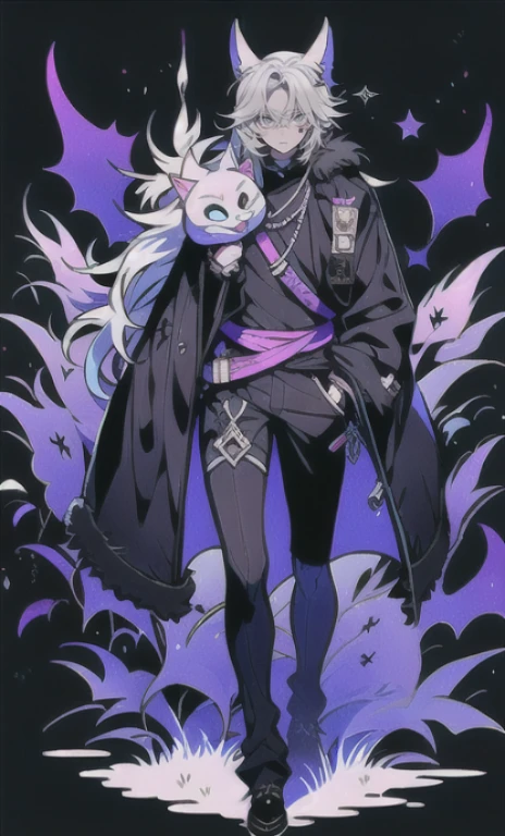 solo, 1boy,「white hair,cerulean blue」long hair,  {{nighthawk mask}},  There&#39;s a man wearing a costume, {fox tail,} {one wing} Farson!!!!, furry Farson, furry characters, furry anime, Farson, furry paws furry, Furry shots, there is nothing, very hairy, furry artist, upright, [[[Anthropomorphic Nue]]] virtual youtuber, full body
