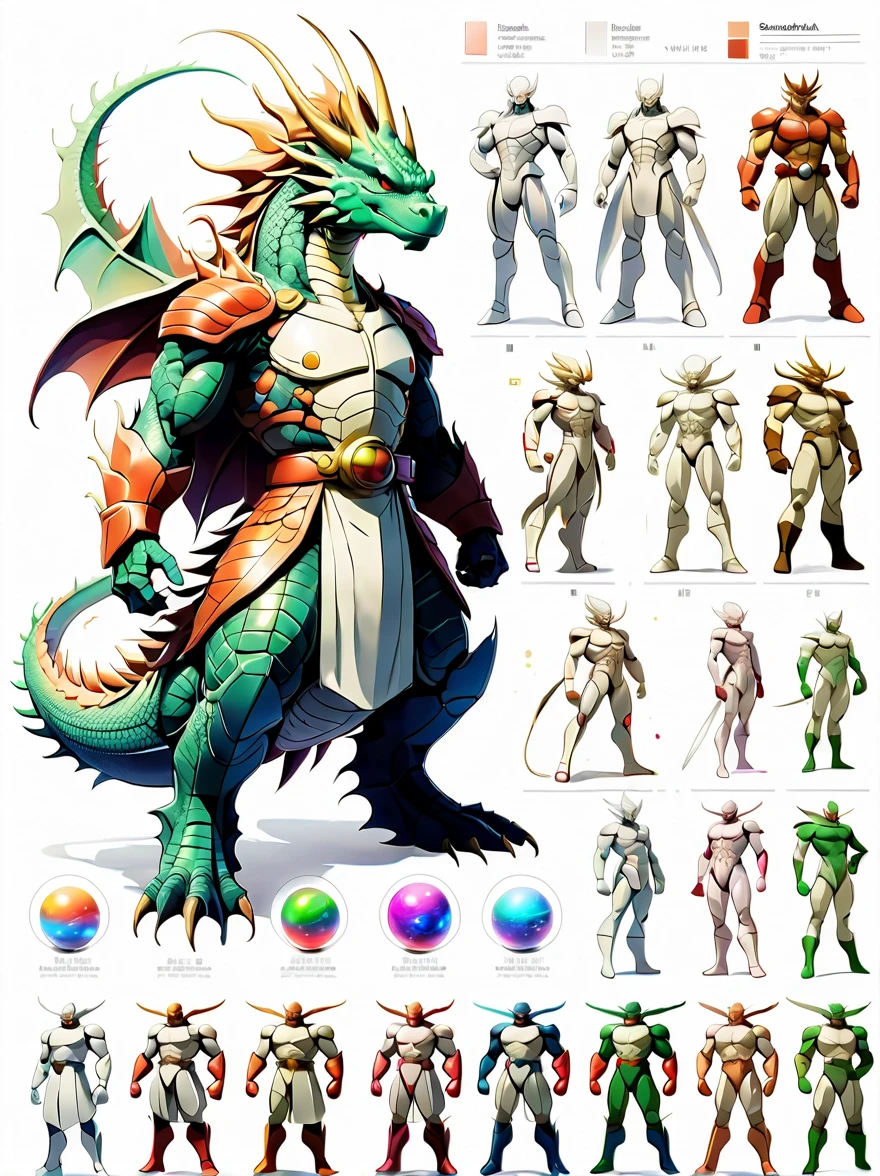 （character design sheet:1.5），((whole body))，DARGON QUEST IV男主角，Toriyama Akira style，（Orderly rows:1.2，spaced apart:1.2，No overlap:1.2），((clear lines，clean background，White background, UHD, masterpiece, ccurate, anatomically correct, textured skin, super detail, high details, best quality, 8k))