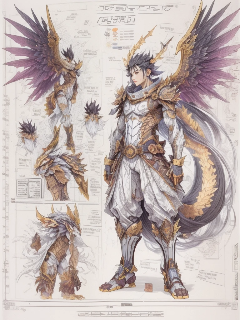 （character design sheet:1.5），((whole body))，DARGON QUEST IV男主角，Toriyama Akira style，（Orderly rows:1.2，spaced apart:1.2，No overlap:1.2），((clear lines，clean background，White background, UHD, masterpiece, ccurate, anatomically correct, textured skin, super detail, high details, best quality, 8k))